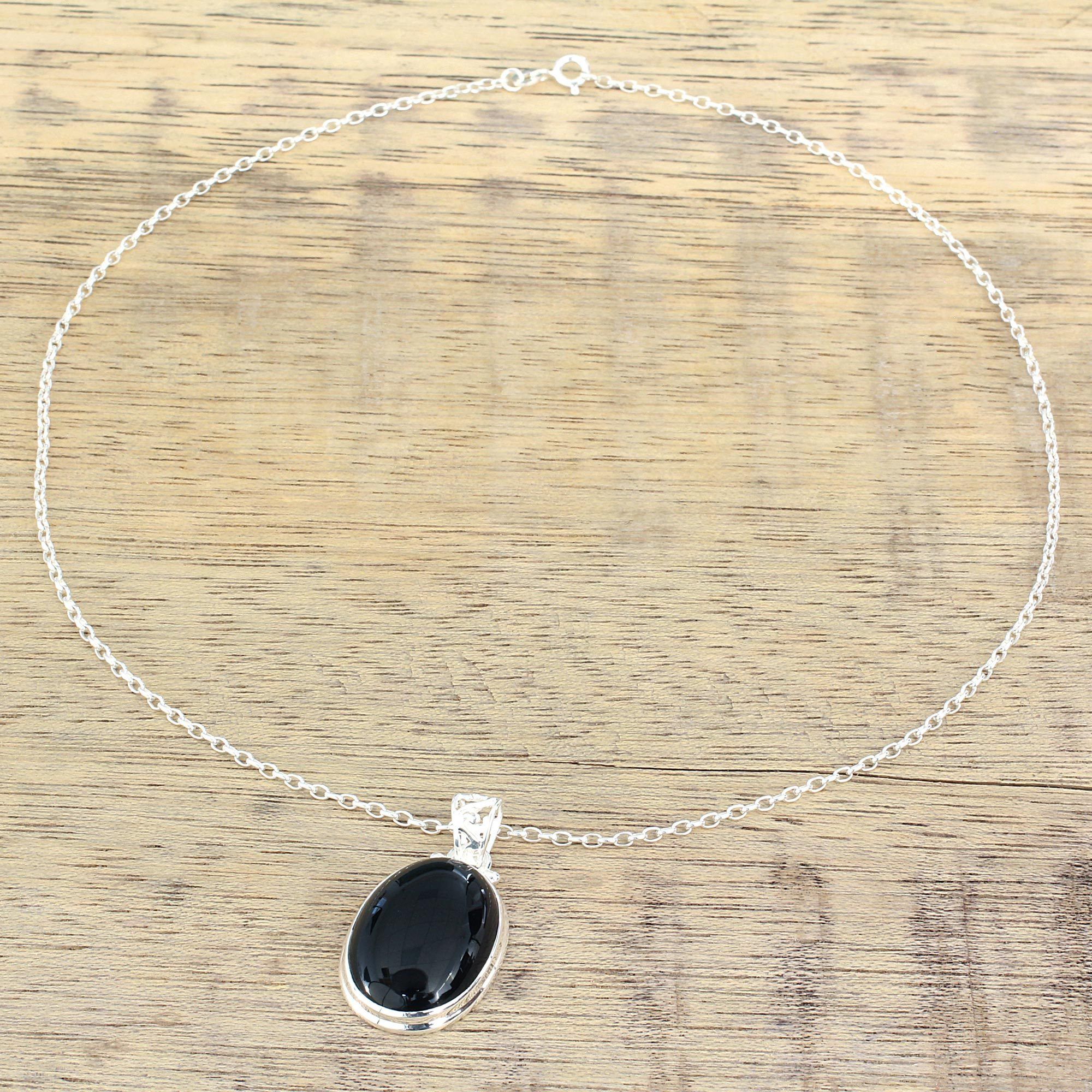 Premium Elegant Onyx Necklace - Handcrafted Sterling Silver Jewelry