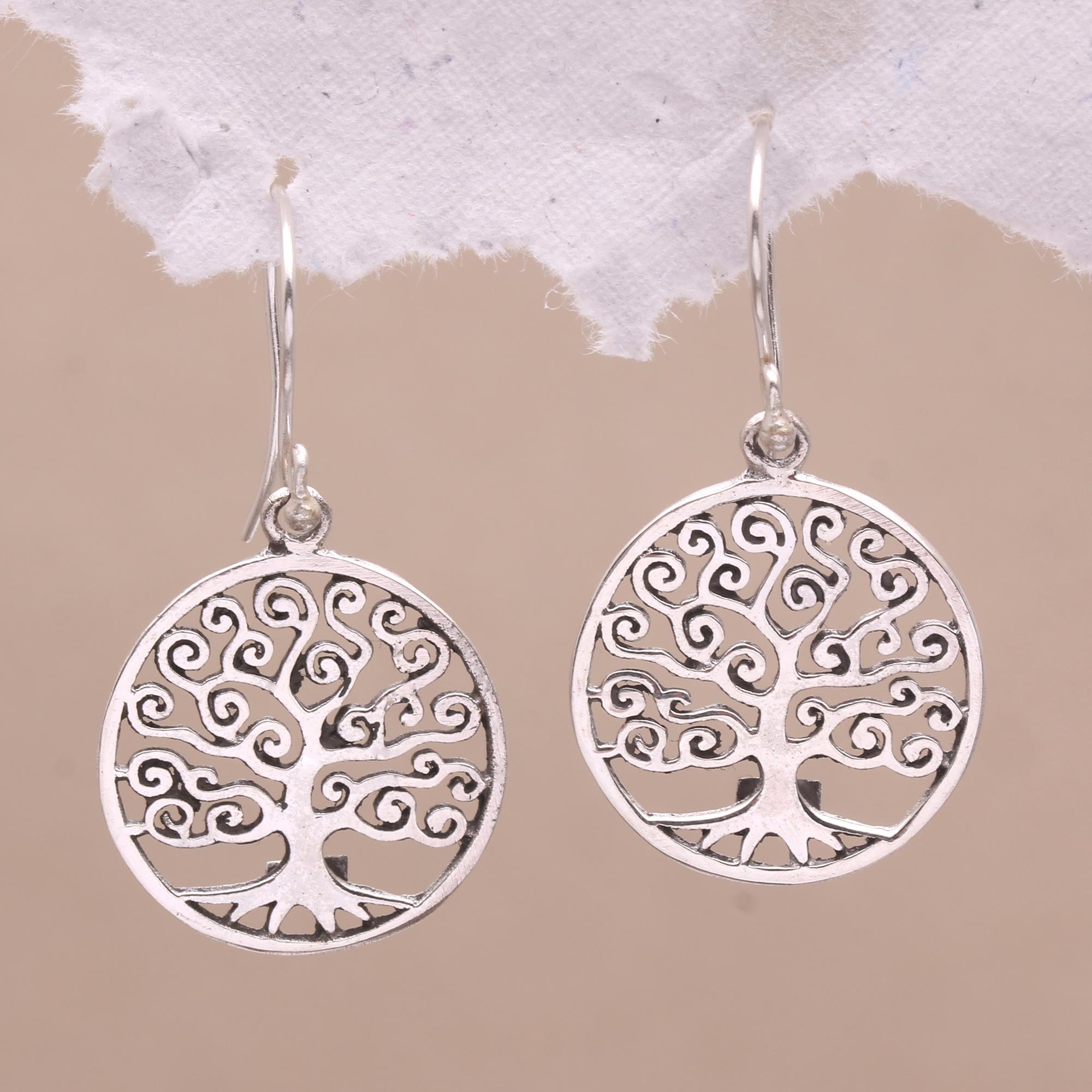 Premium Tree of Dreams Sterling Silver Dangle Earrings - Handmade Elegance