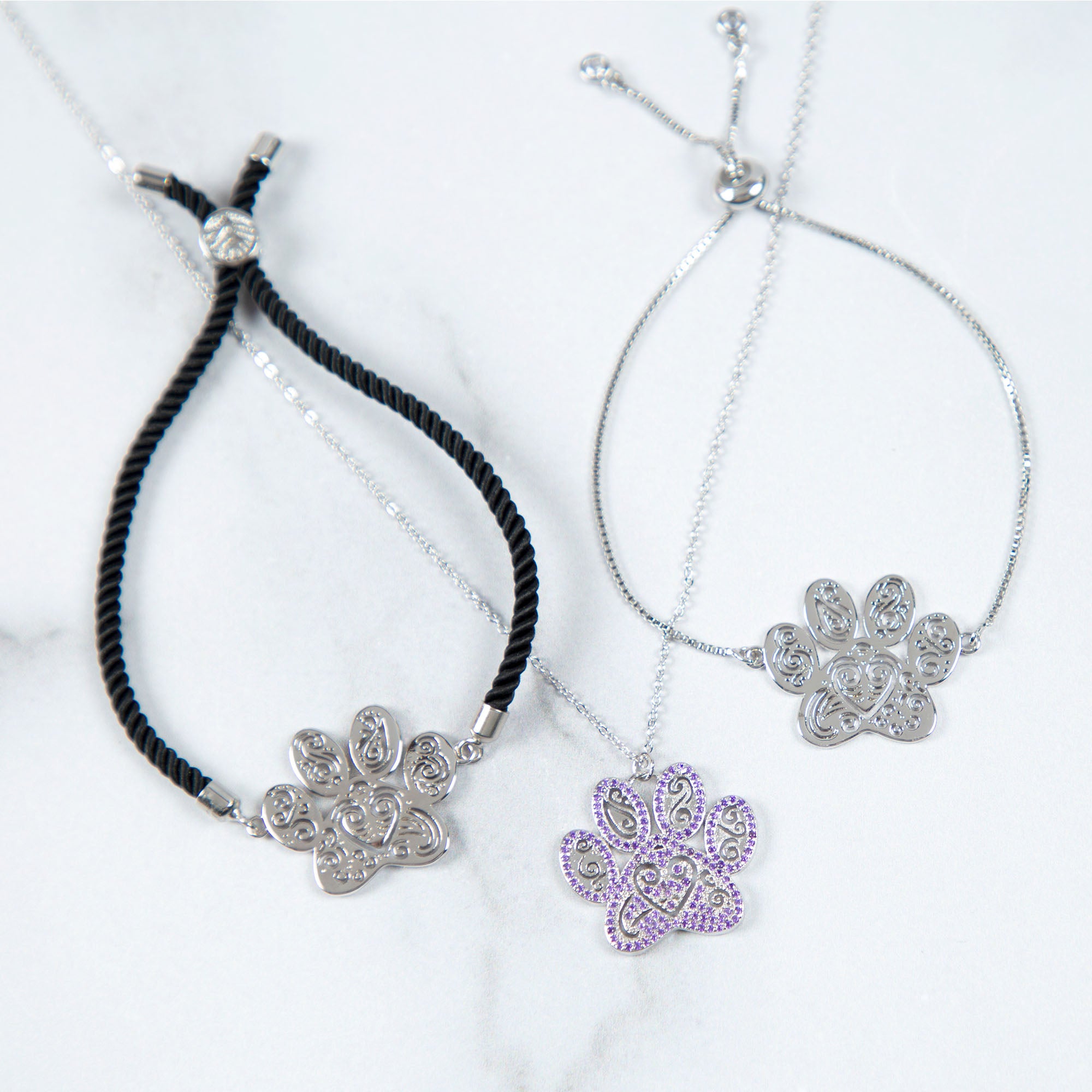 Premium Ornate Crystal Paw Jewelry Set