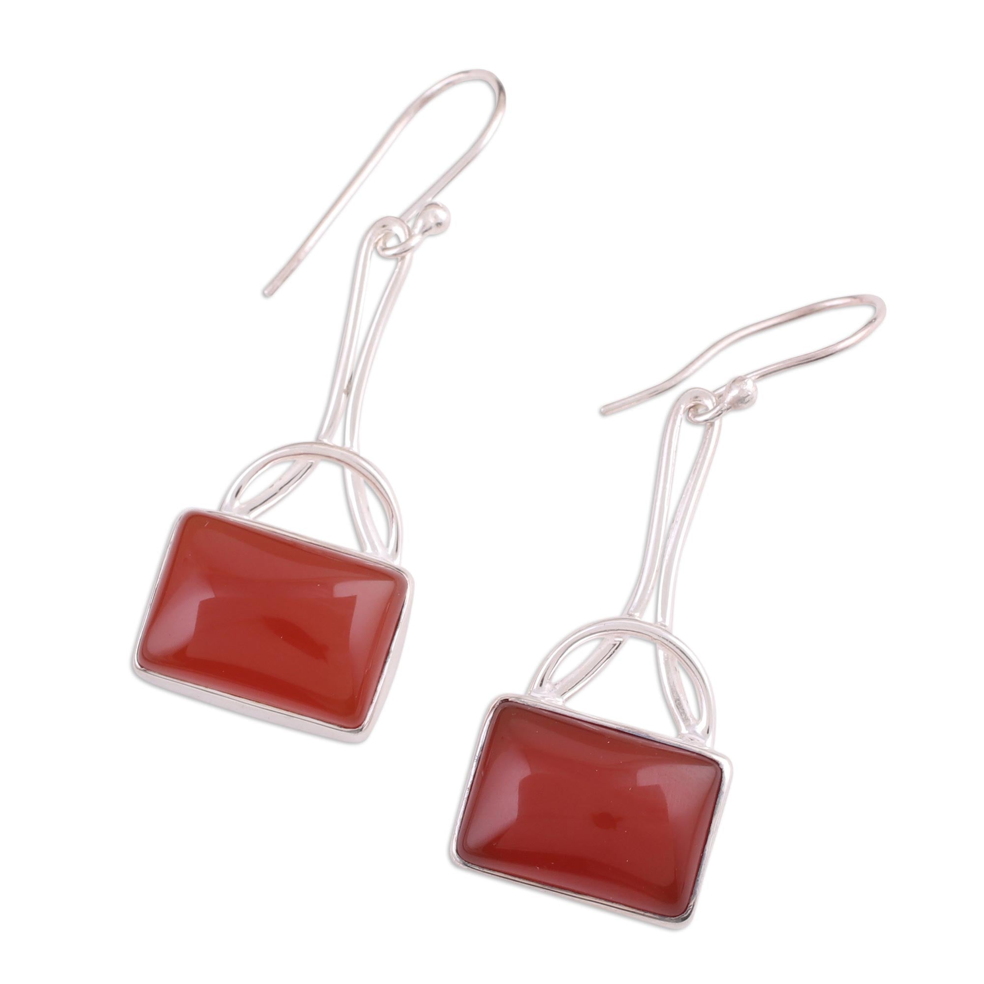 Premium Mystical Gaze Scarlet Onyx Dangle Earrings - Handcrafted in India