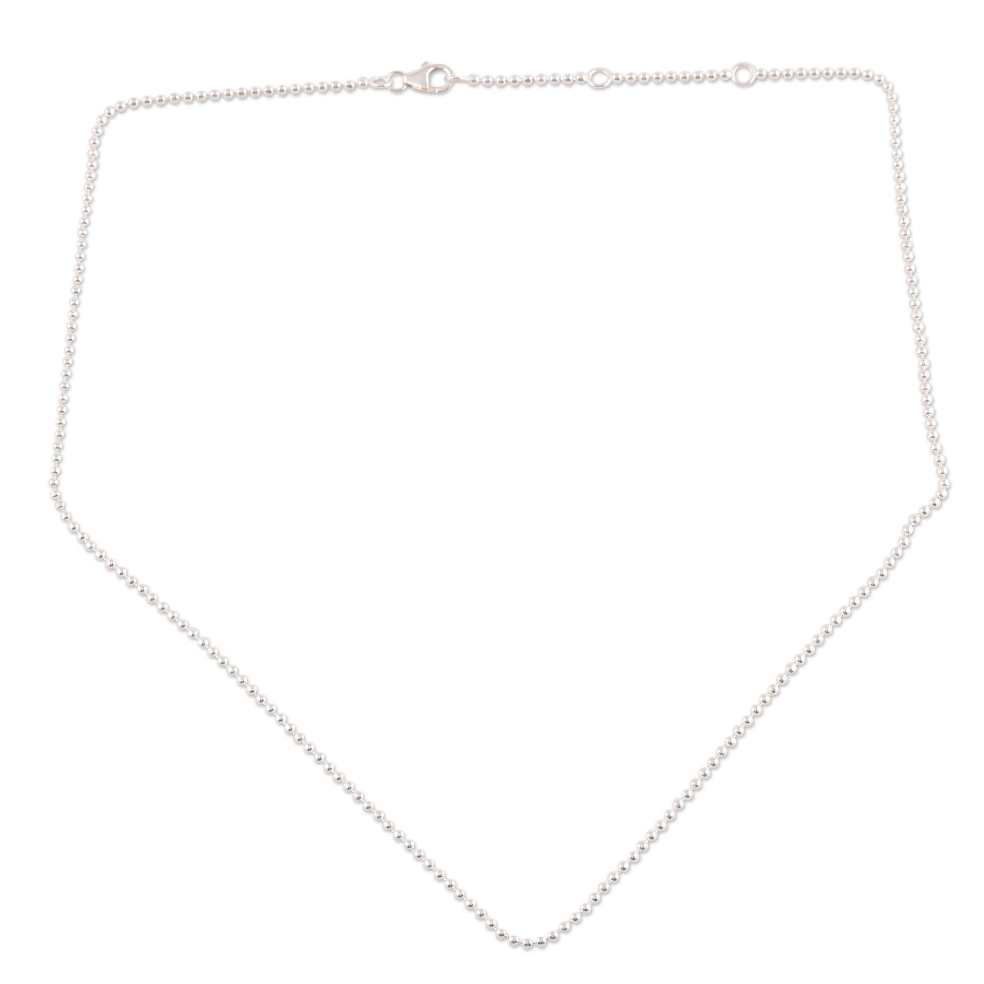 Premium Sterling Silver Ball Chain Necklace - Elegant Minimalist Design