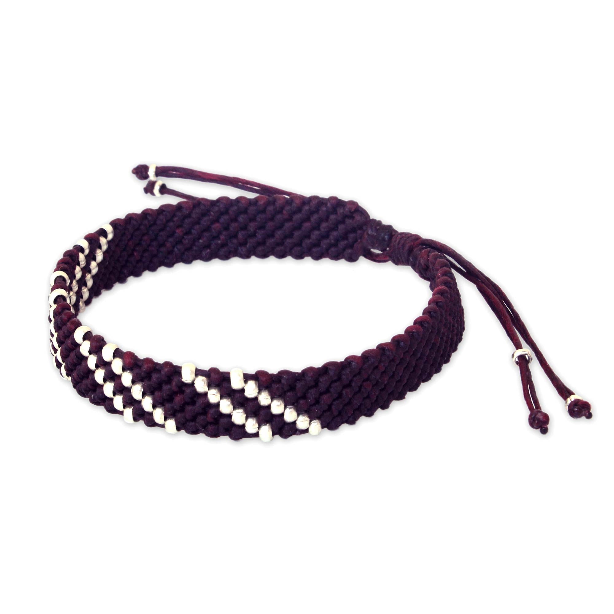 Premium Diagonal Mulberry Hill Tribe Silver Adjustable Bracelet