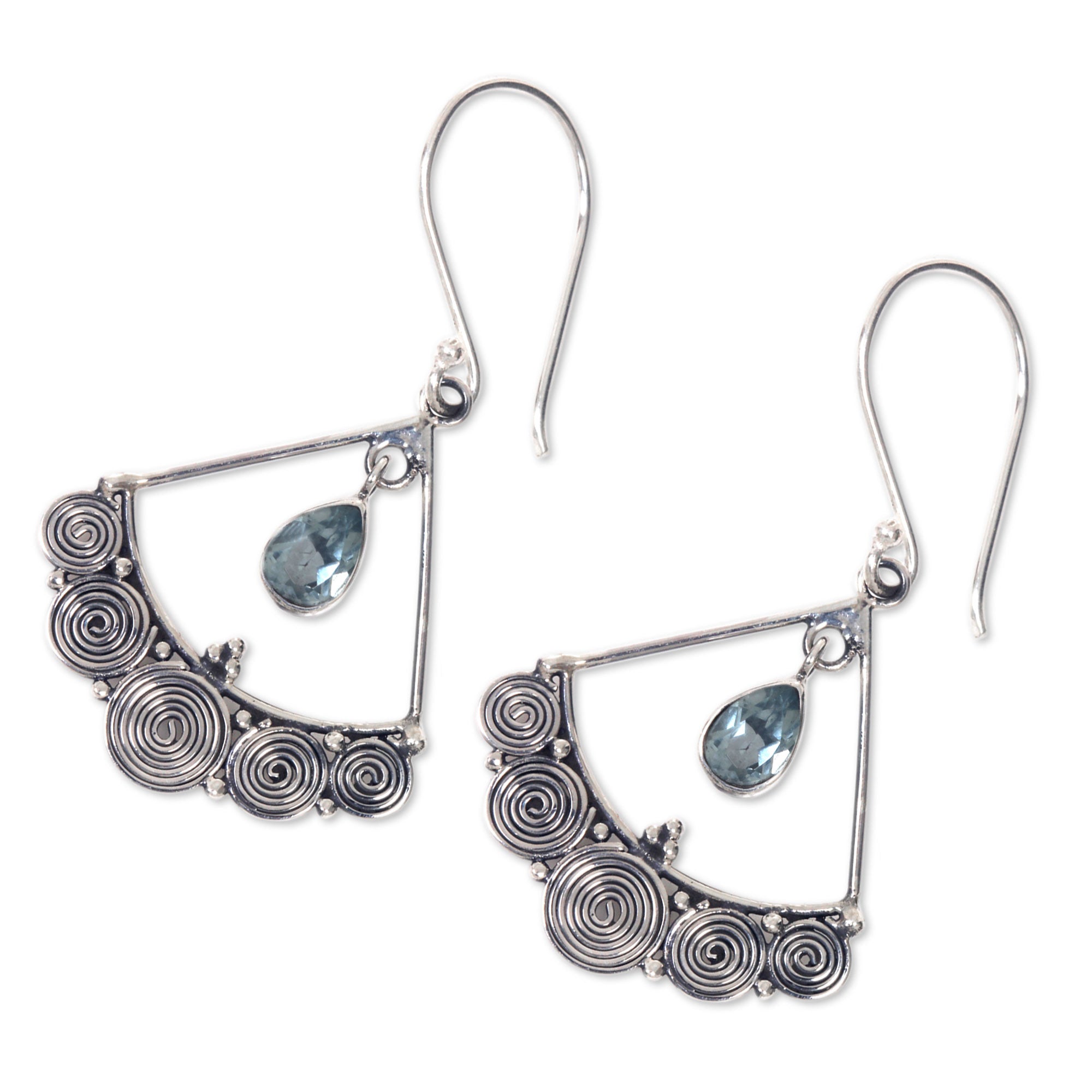 Premium Handcrafted Blue Topaz Sterling Silver Chandelier Earrings