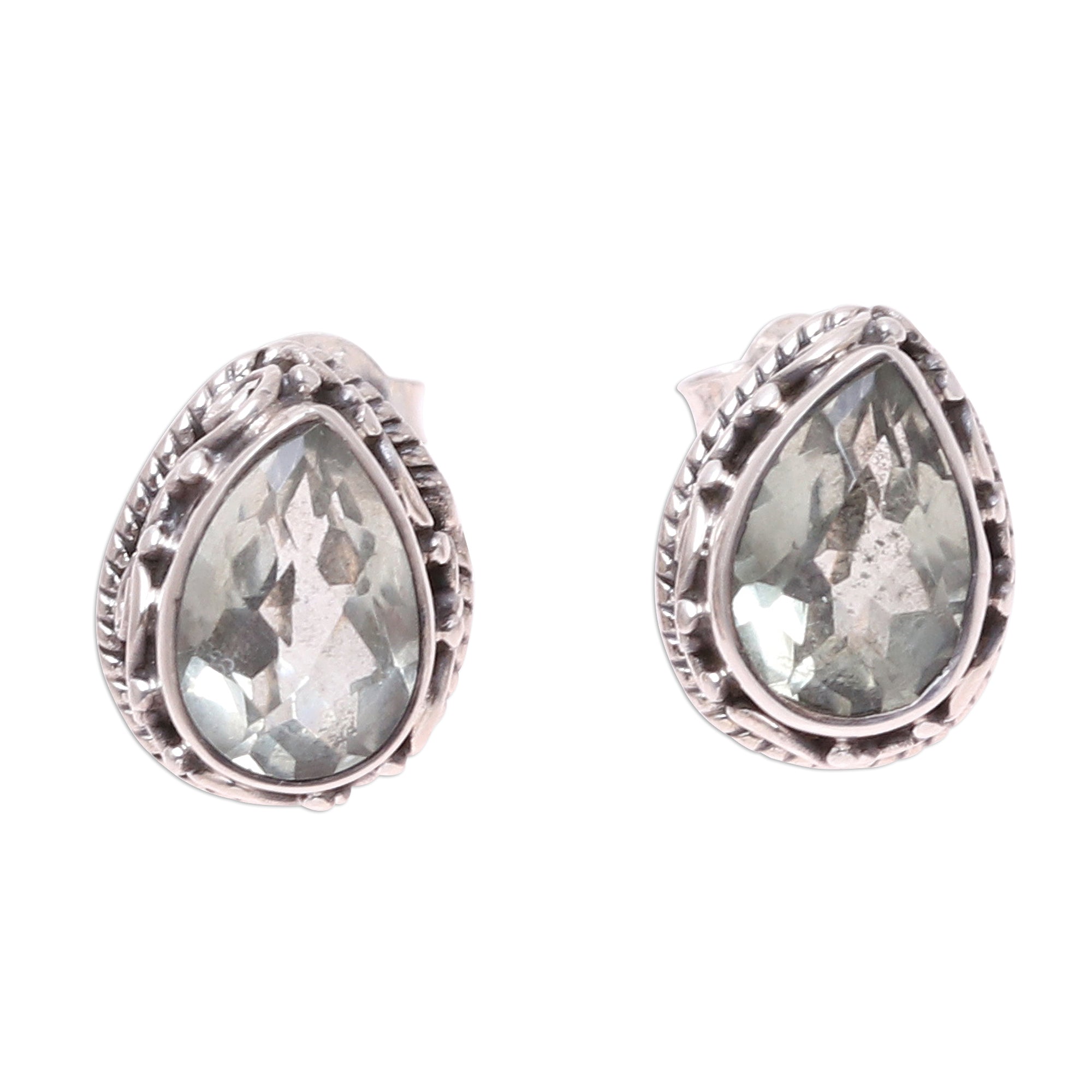 Premium Verdant Mist 3-Carat Prasiolite Teardrop Earrings – Sterling Silver Elegance