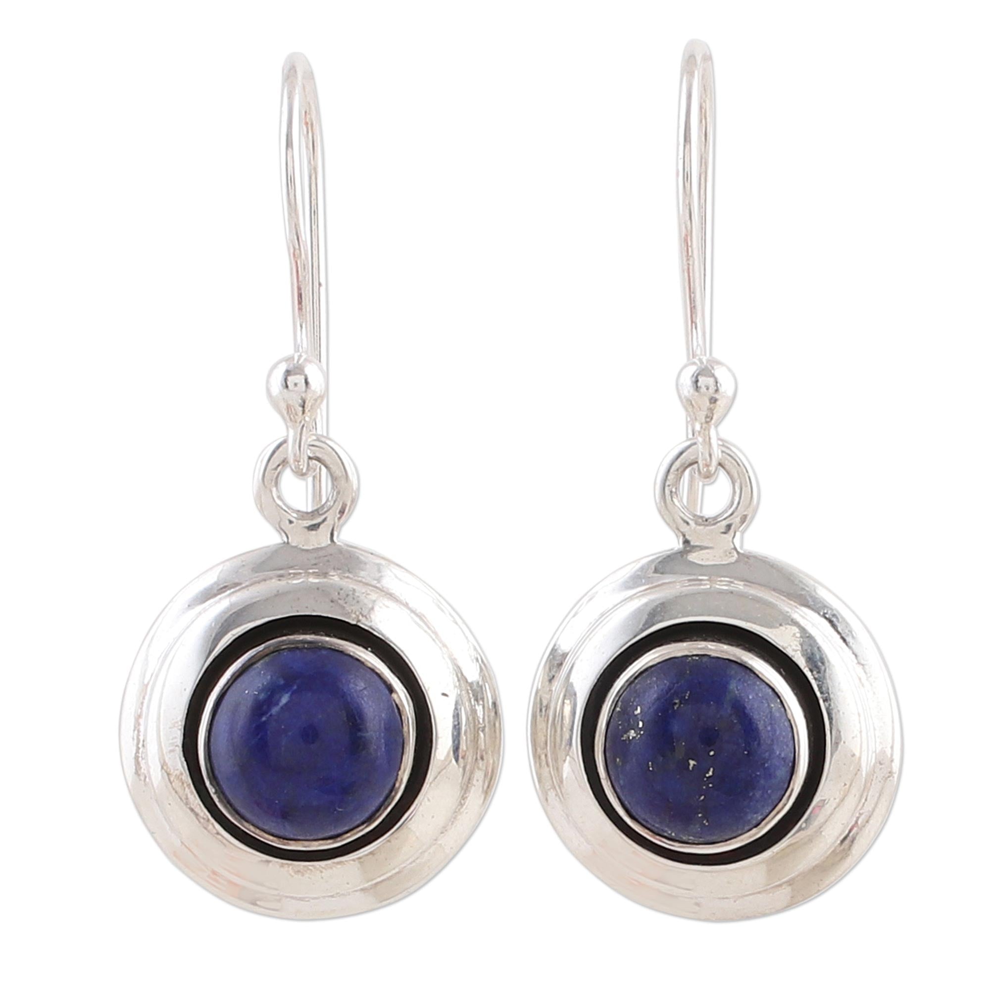 Premium Midnight Lapis Lazuli Sterling Silver Dangle Earrings