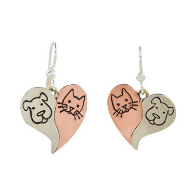 Premium Handcrafted Dog & Cat Heart Earrings - Mixed Metals