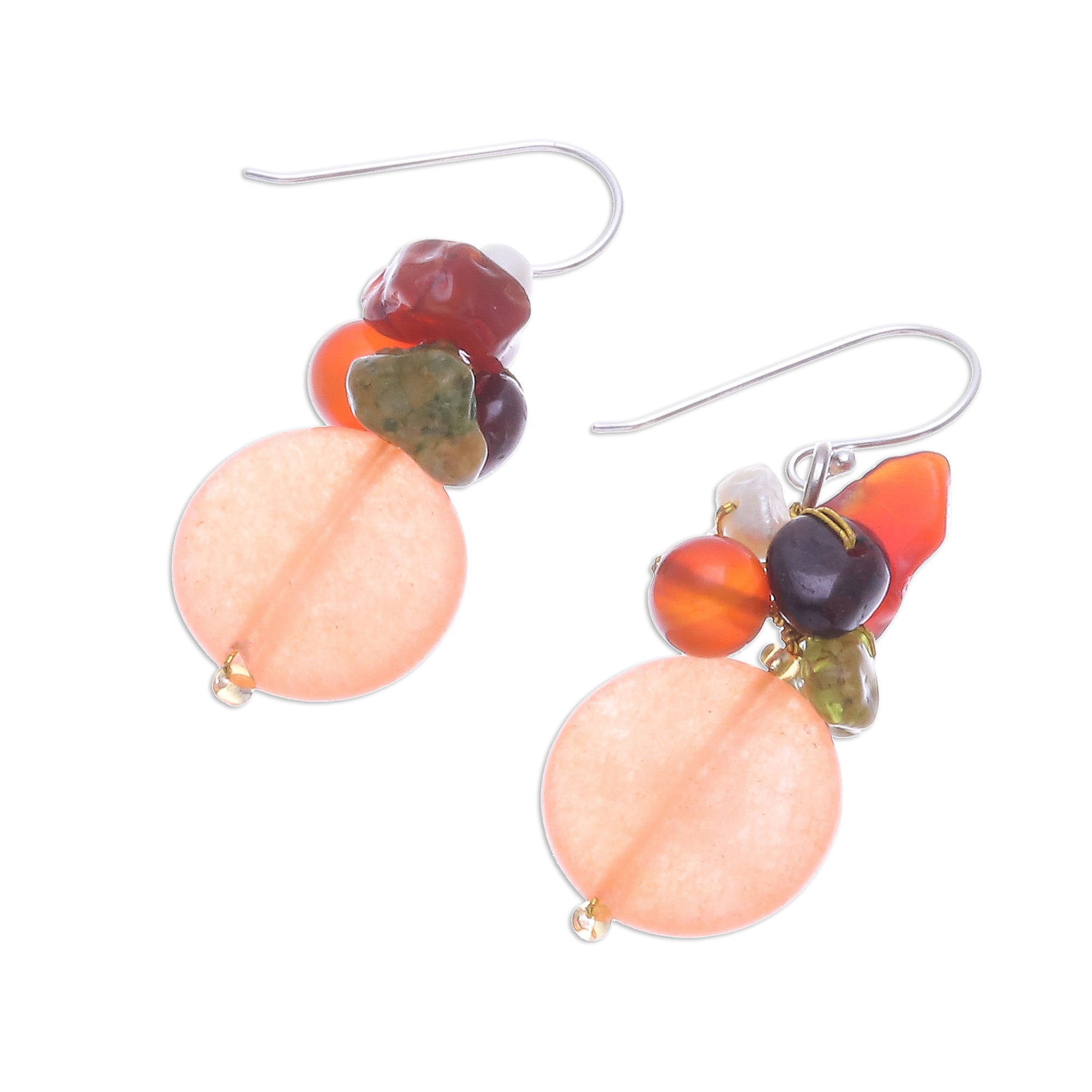 Premium Orange Love Multi-gemstone Sterling Silver Dangle Earrings