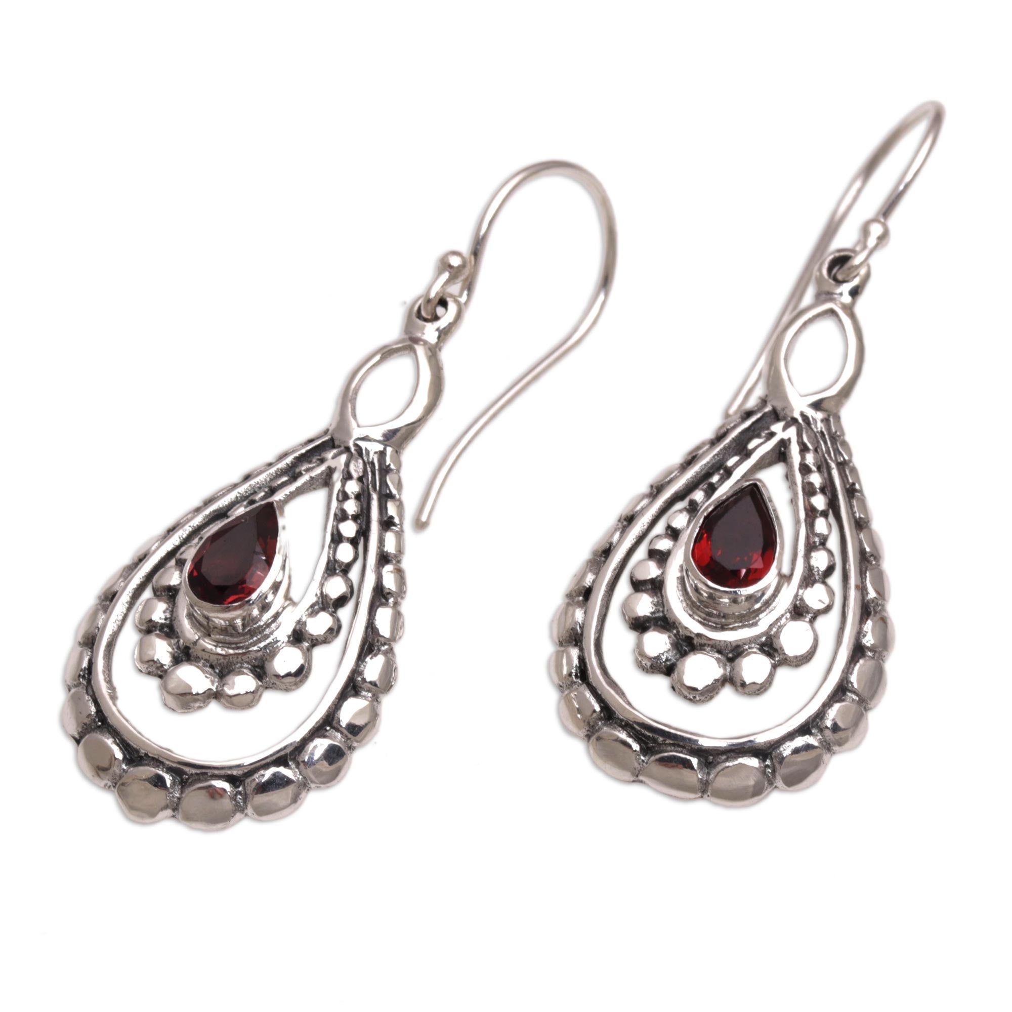 Premium Red Garnet Dangle Earrings - Ultimate Elegance