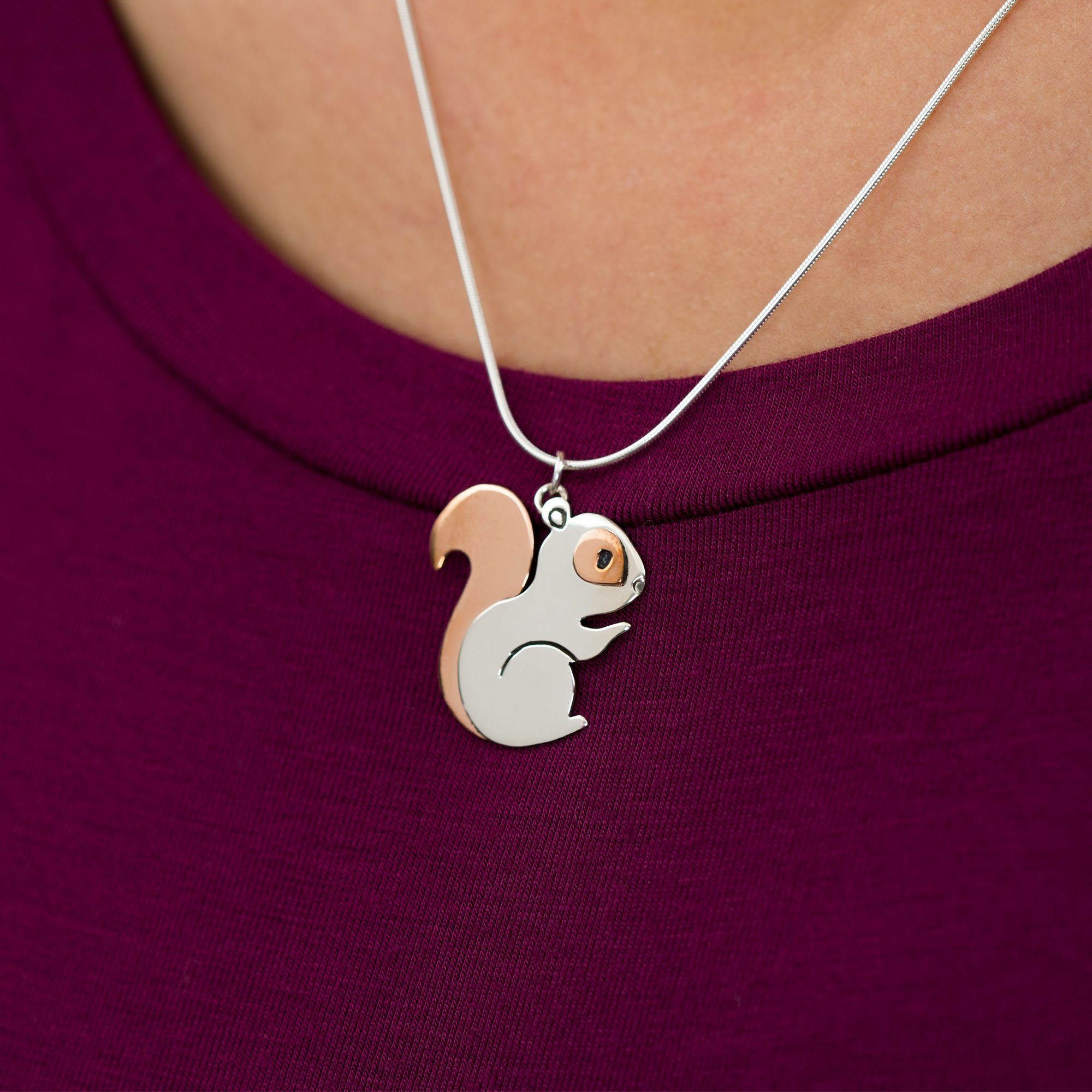 Premium Sterling Silver Squirrel Pendant Necklace