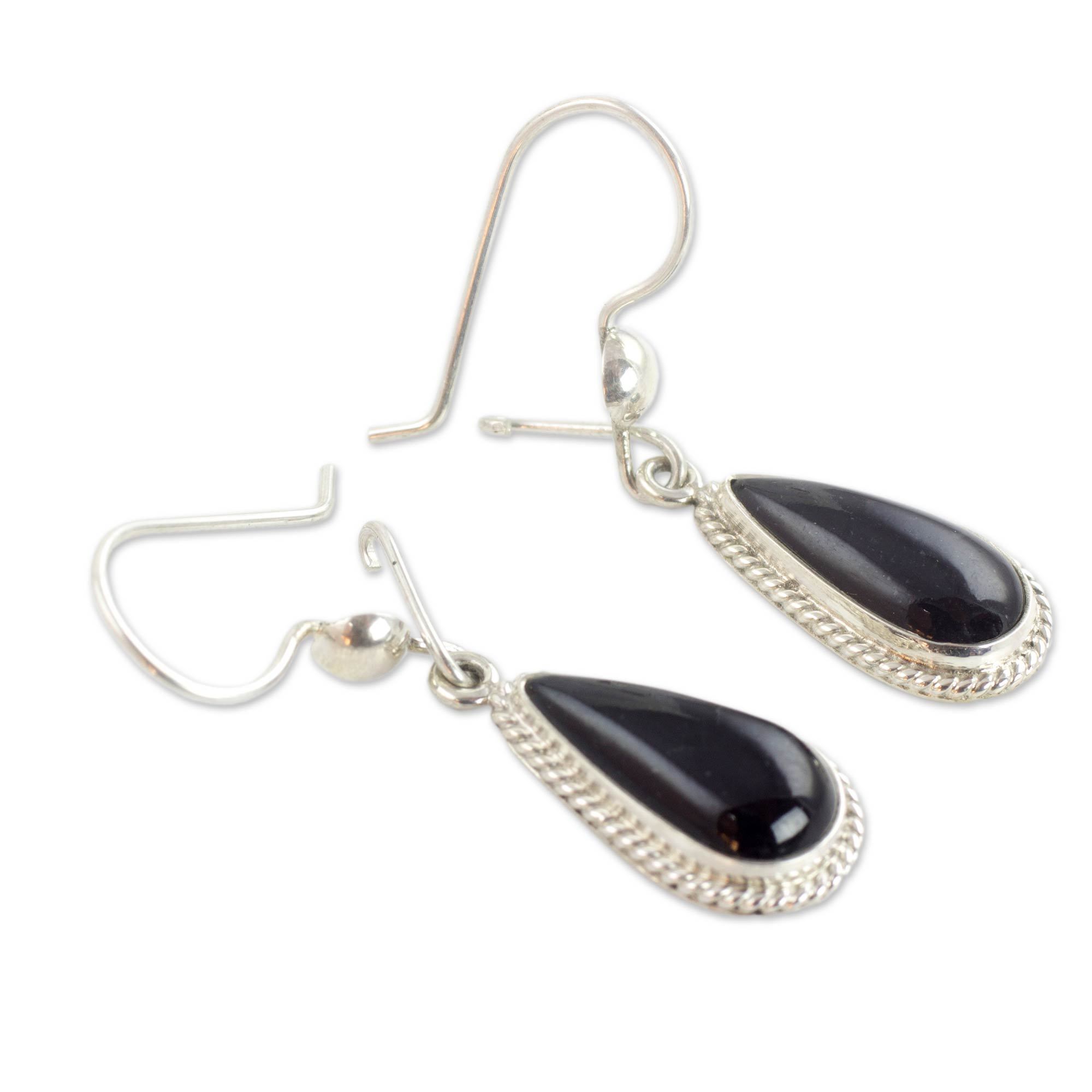 Premium Jade Teardrop Sterling Silver Drop Earrings - Handcrafted Elegance