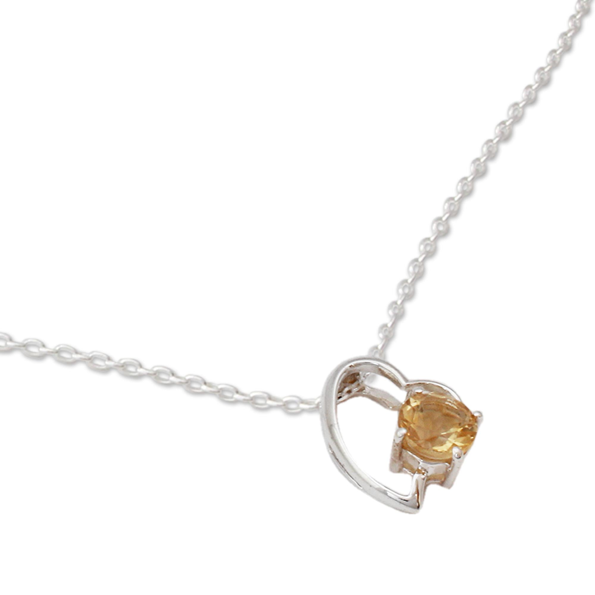 Premium Promise of Love Necklace – Sterling Silver & Citrine Heart Jewelry