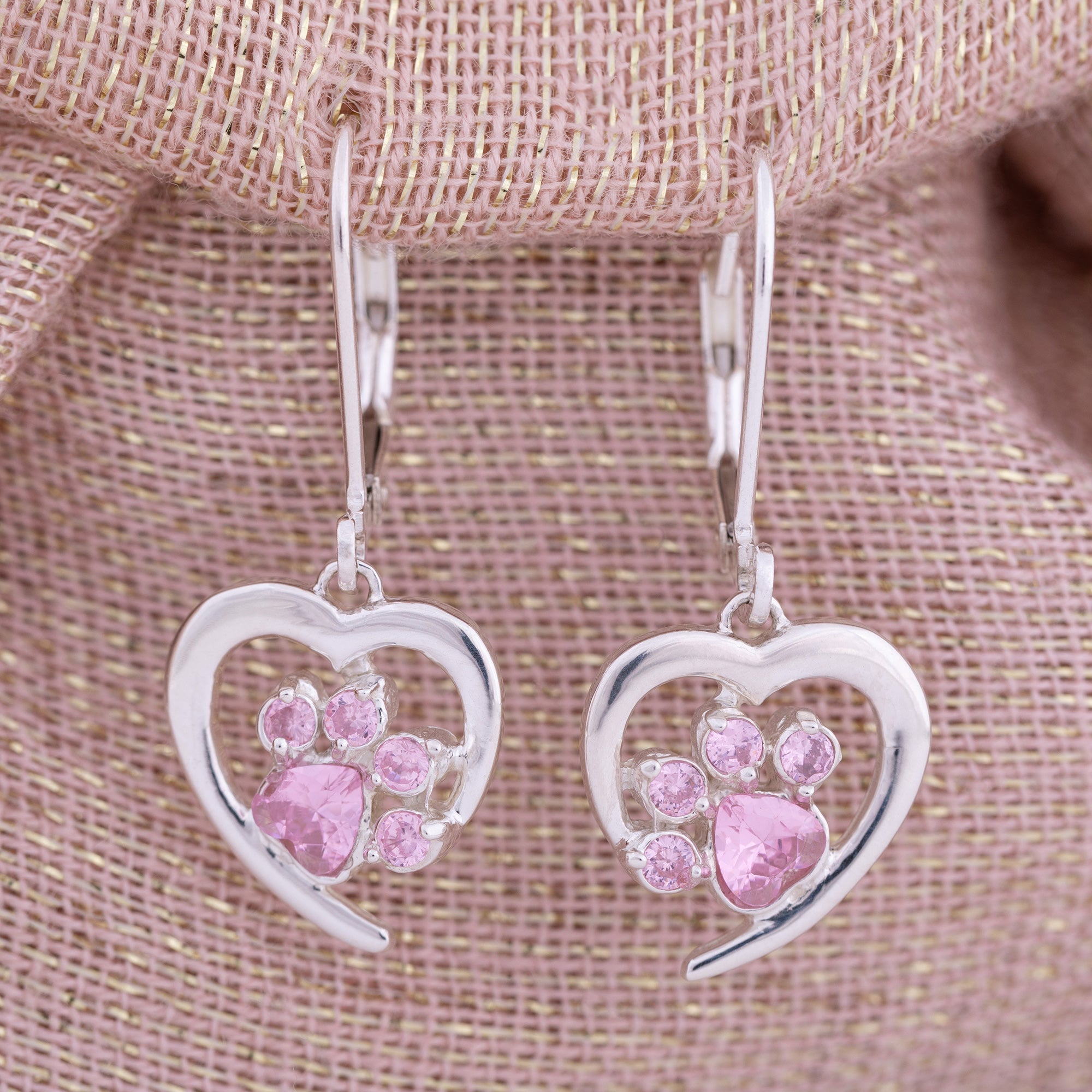 Premium Sterling Silver Birthstone Paw Print Earrings - Always in My Heart