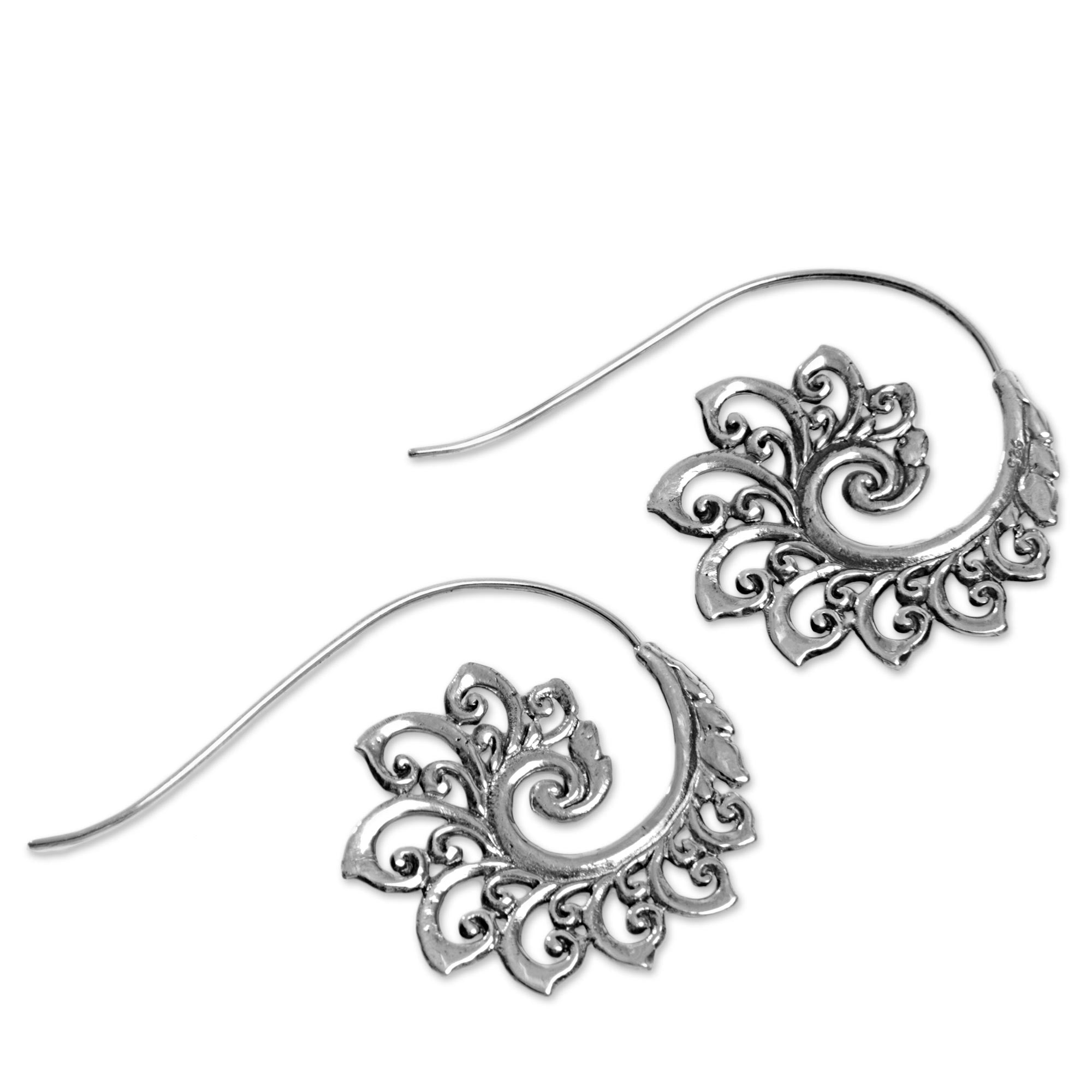 Premium Spiral Buds Sterling Silver Drop Earrings – Handcrafted Balinese Elegance