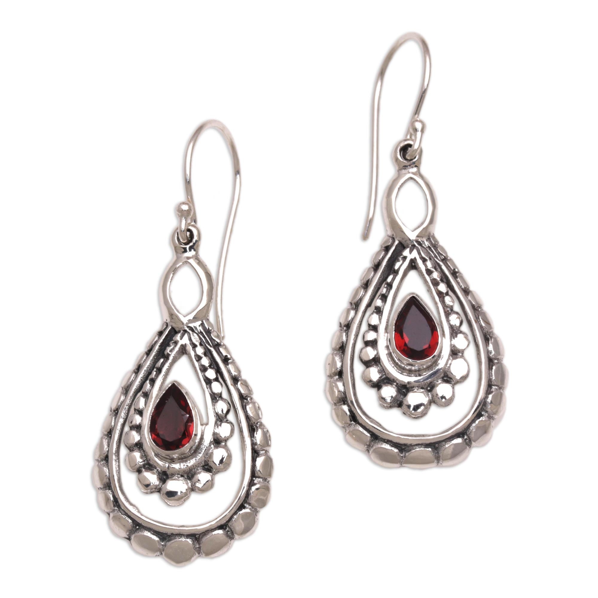 Premium Red Garnet Dangle Earrings - Ultimate Elegance