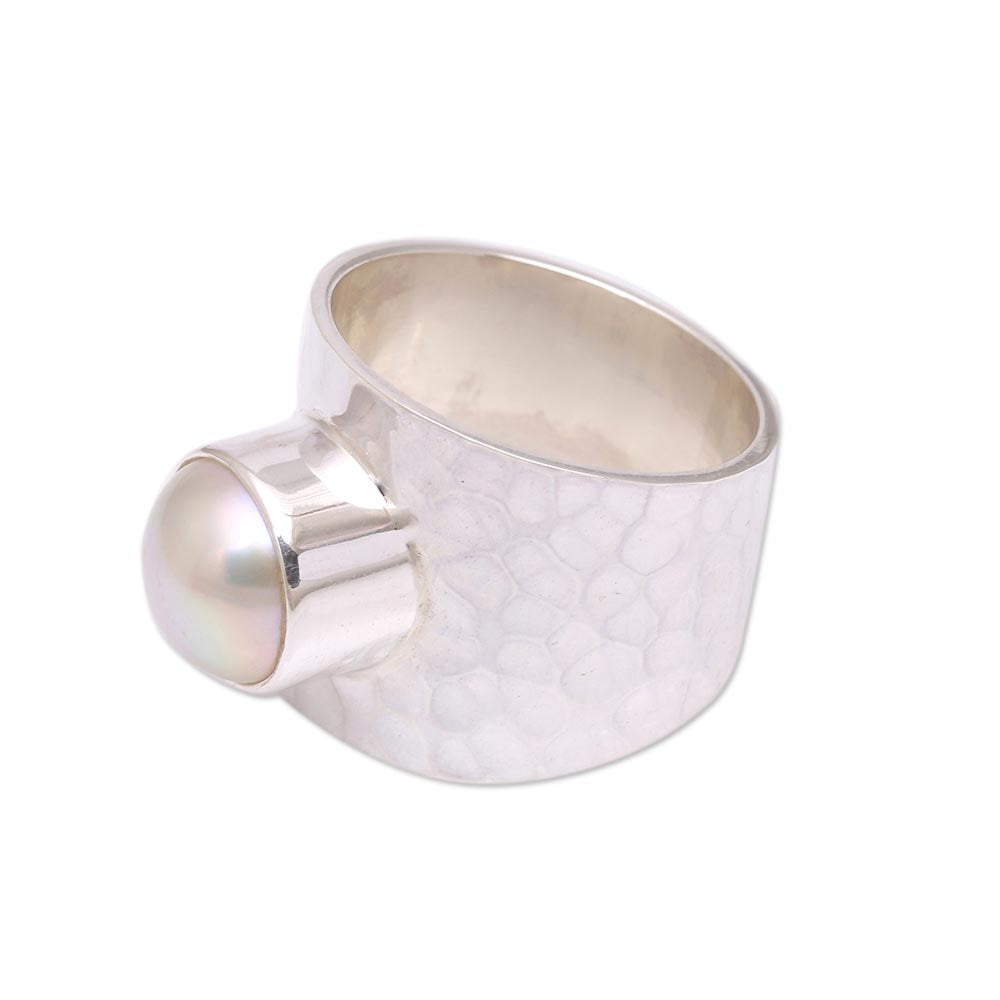 Premium Gleaming Fate Cultured Pearl Cocktail Ring - Handcrafted in Indonesia