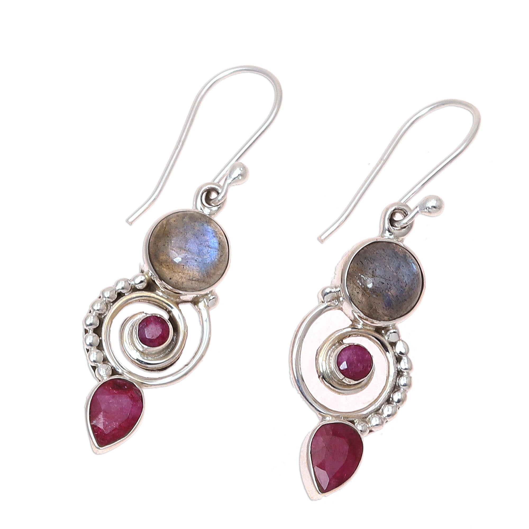 Premium Labyrinth Labradorite & Agate Dangle Earrings - Handcrafted in India