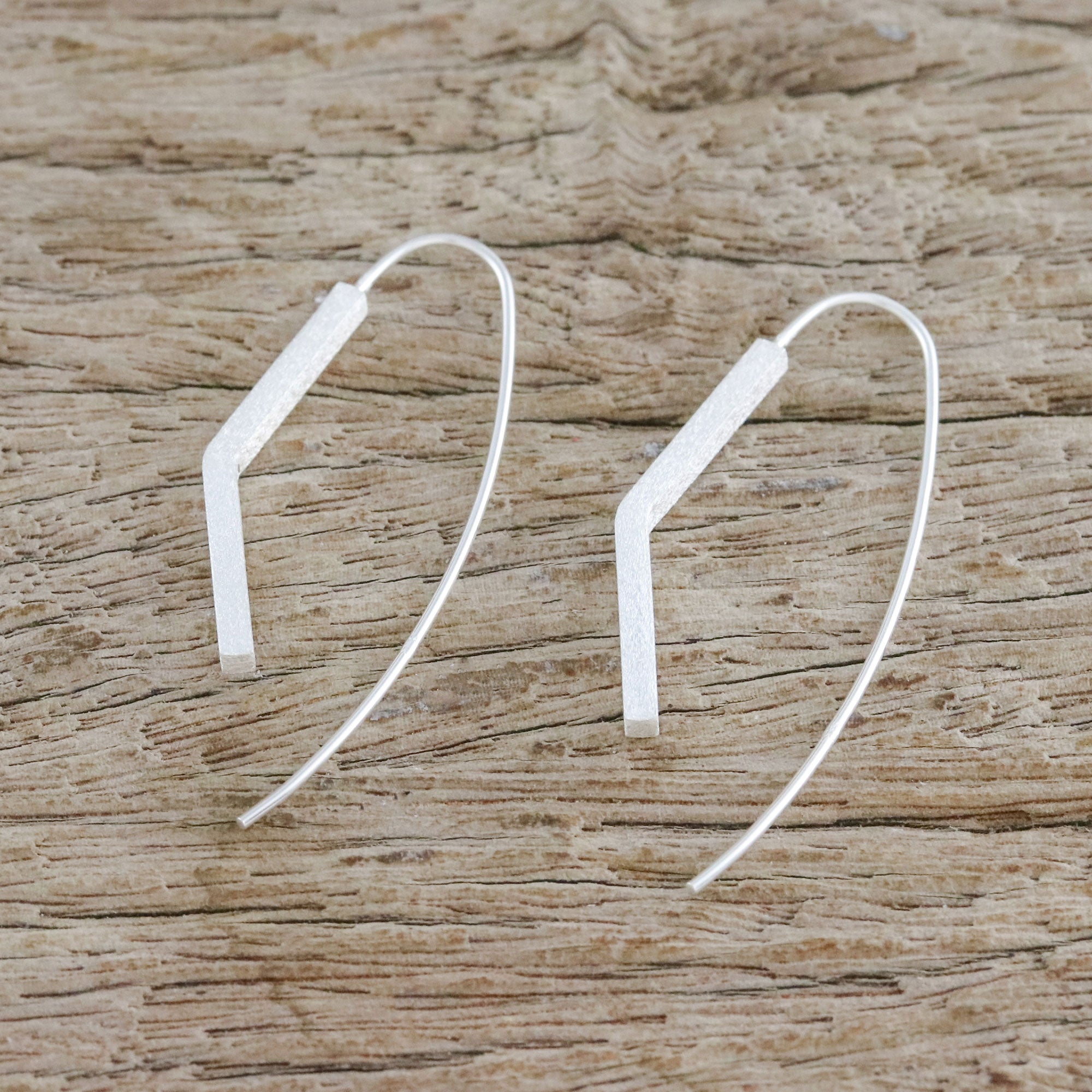 Premium Angular Sterling Silver Drop Earrings – Handcrafted in Thailand