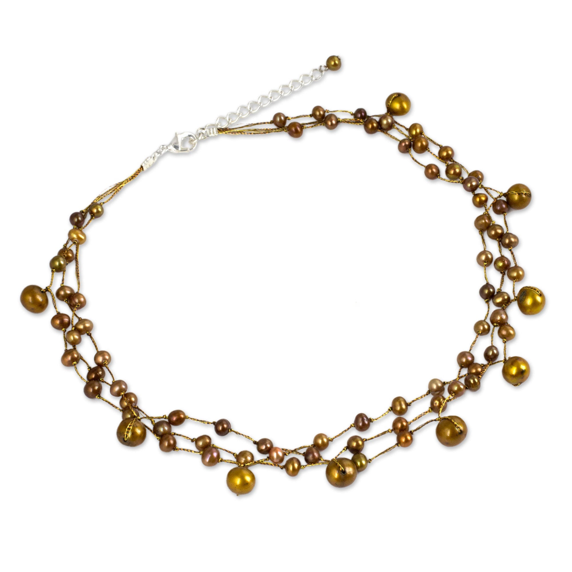 Premium Cinnamon Glow Pearl Choker Necklace - Handcrafted Elegance