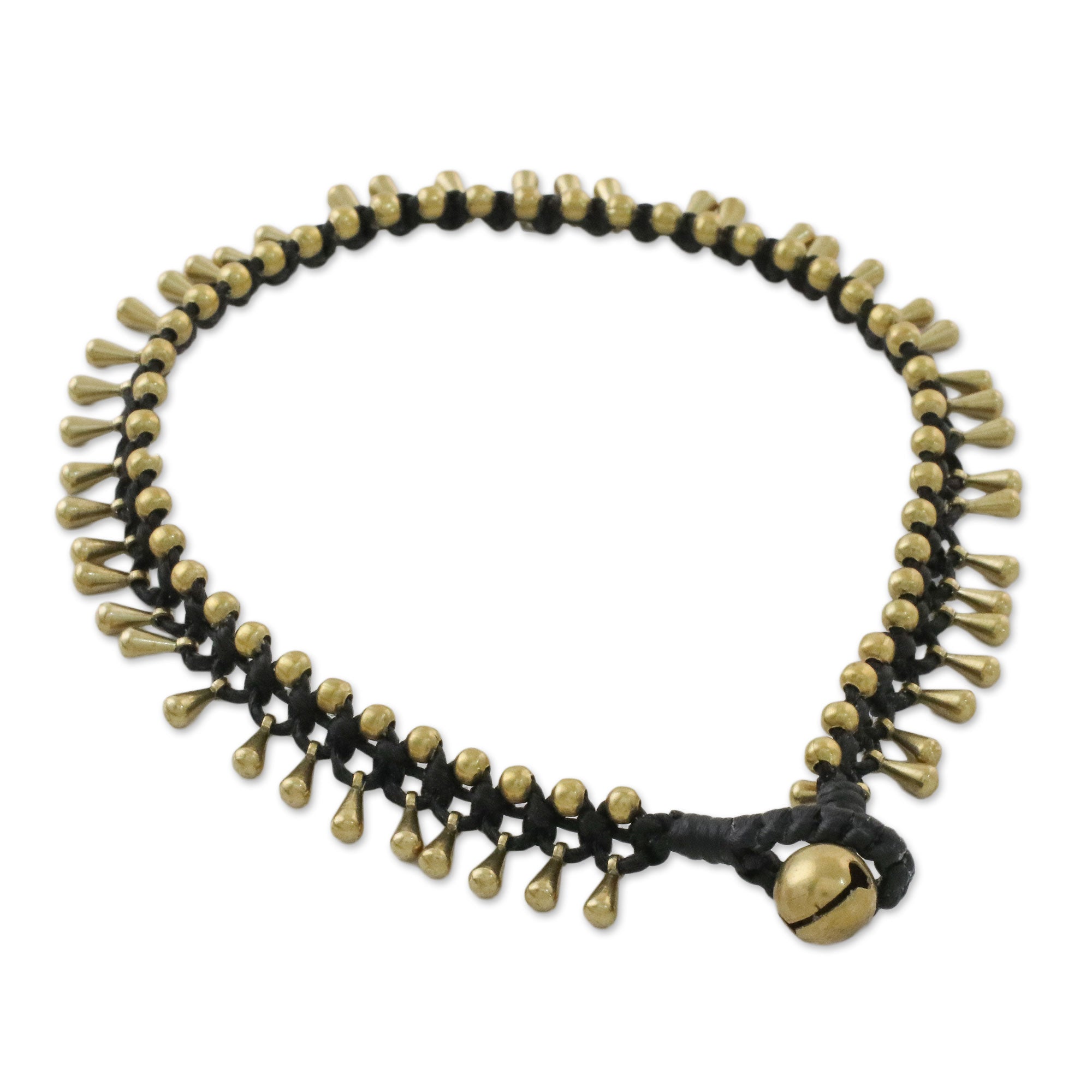 Premium Lunar Black Handcrafted Brass Anklet with Bells