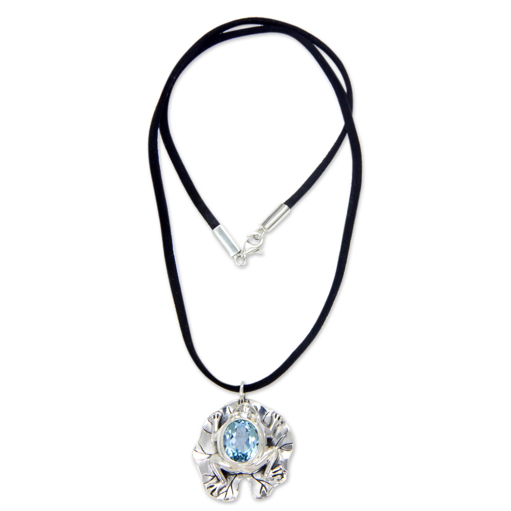 Premium Frog Prince Blue Topaz Pendant Necklace - Handcrafted Sterling Silver