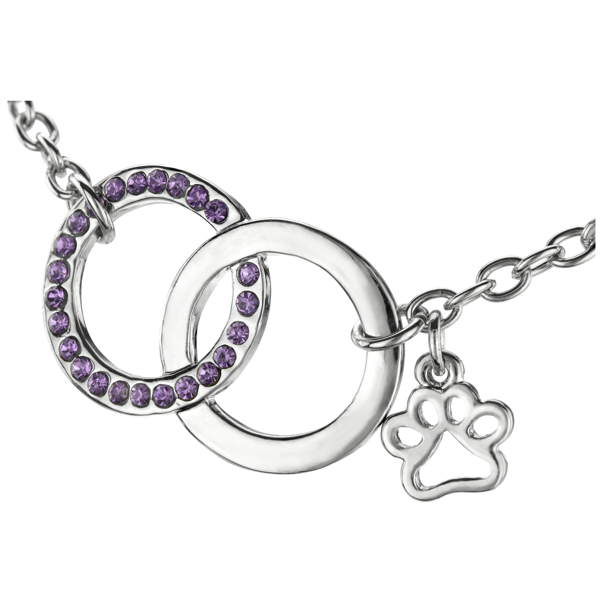 Premium Together Forever Purple Rhinestone Paw Bracelet