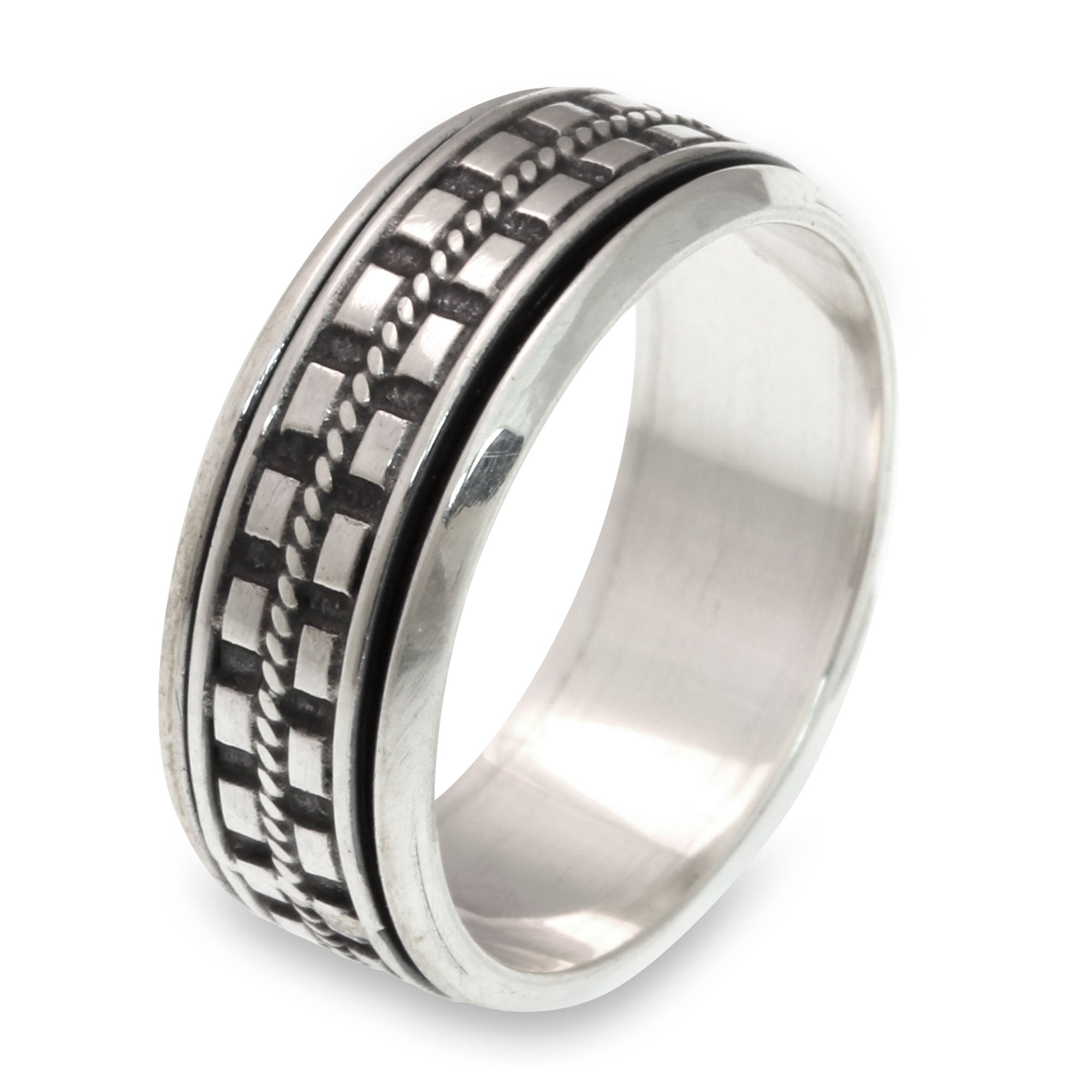 Premium Long Journey Silver Spinner Ring – Handcrafted Meditation Jewelry