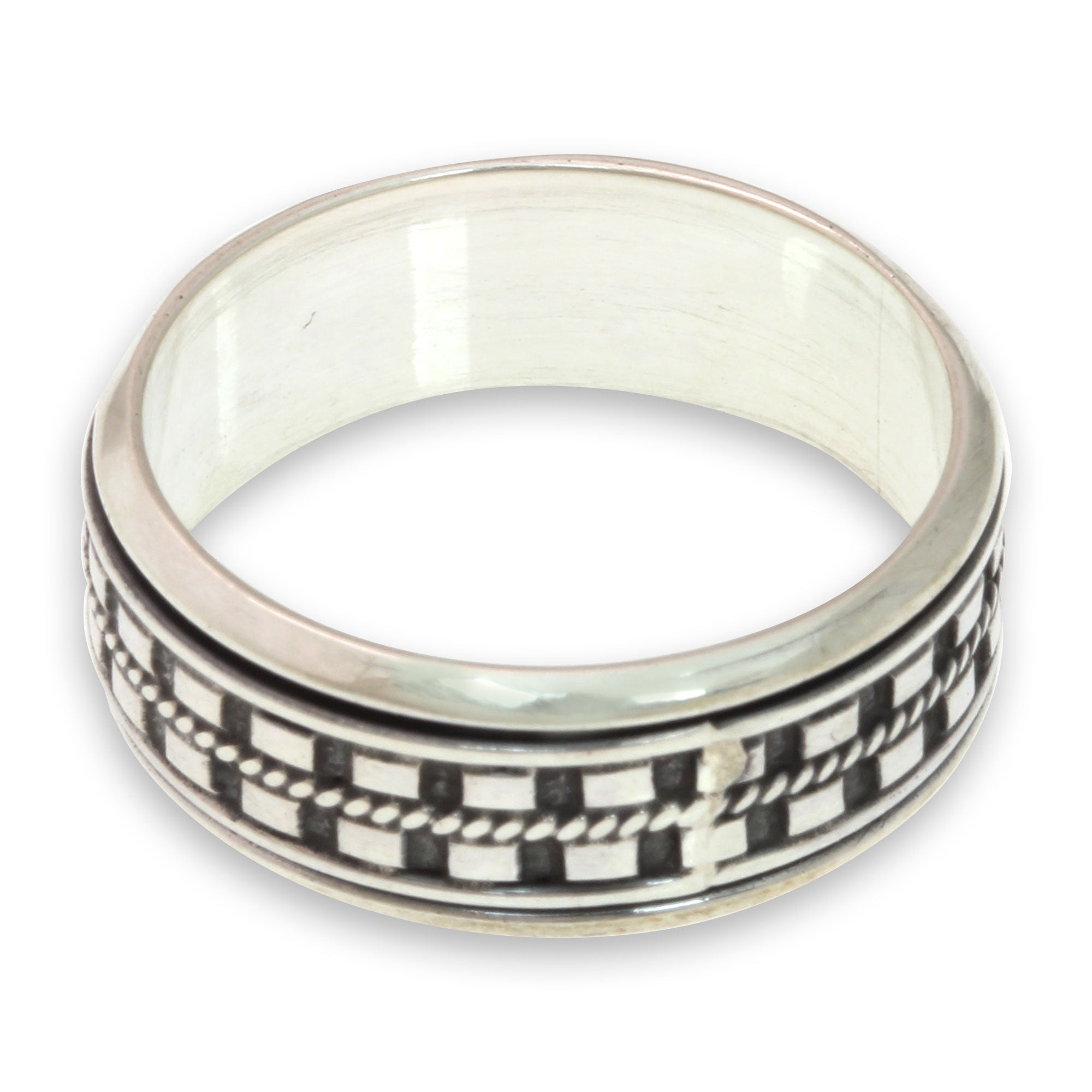 Premium Long Journey Silver Spinner Ring – Handcrafted Meditation Jewelry