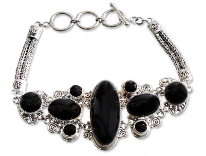 Premium 'A Night To Remember' Silver & Onyx Bracelet - Handmade Luxury