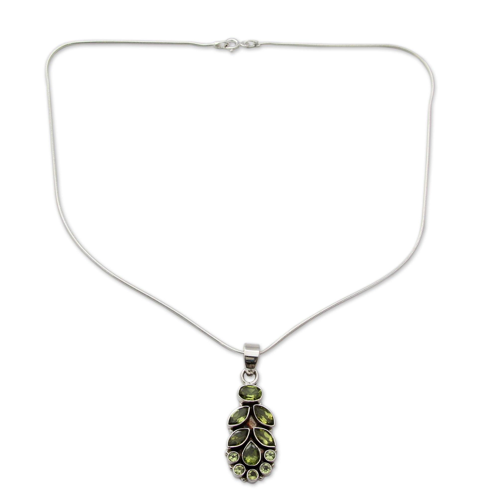 Premium Peridot Sterling Silver Pendant Necklace - Handcrafted Elegance