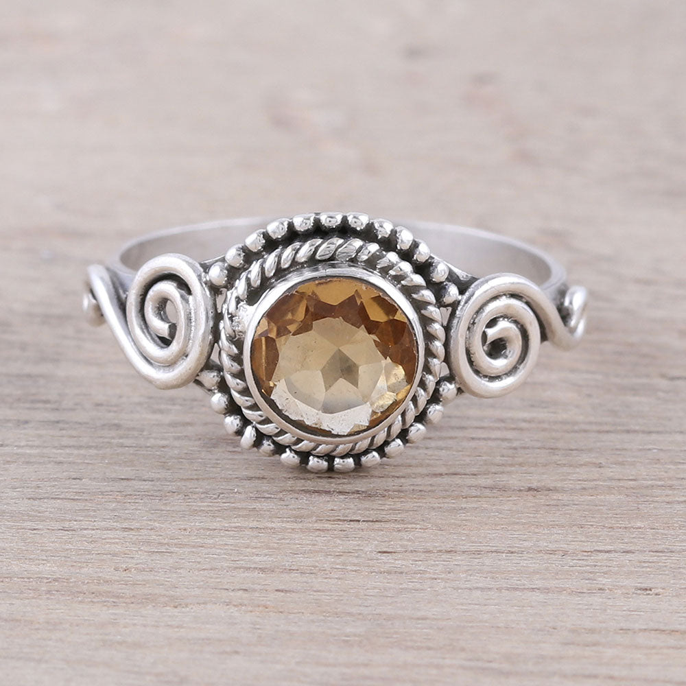 Premium Assam Allure Citrine Cocktail Ring – Handcrafted Sterling Silver Jewelry