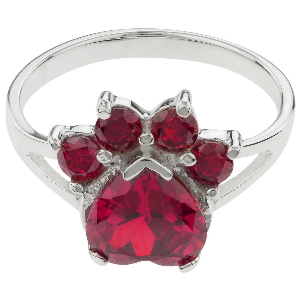 Premium Paw Print Birthstone Sterling Silver Ring | Fair Trade & Handmade