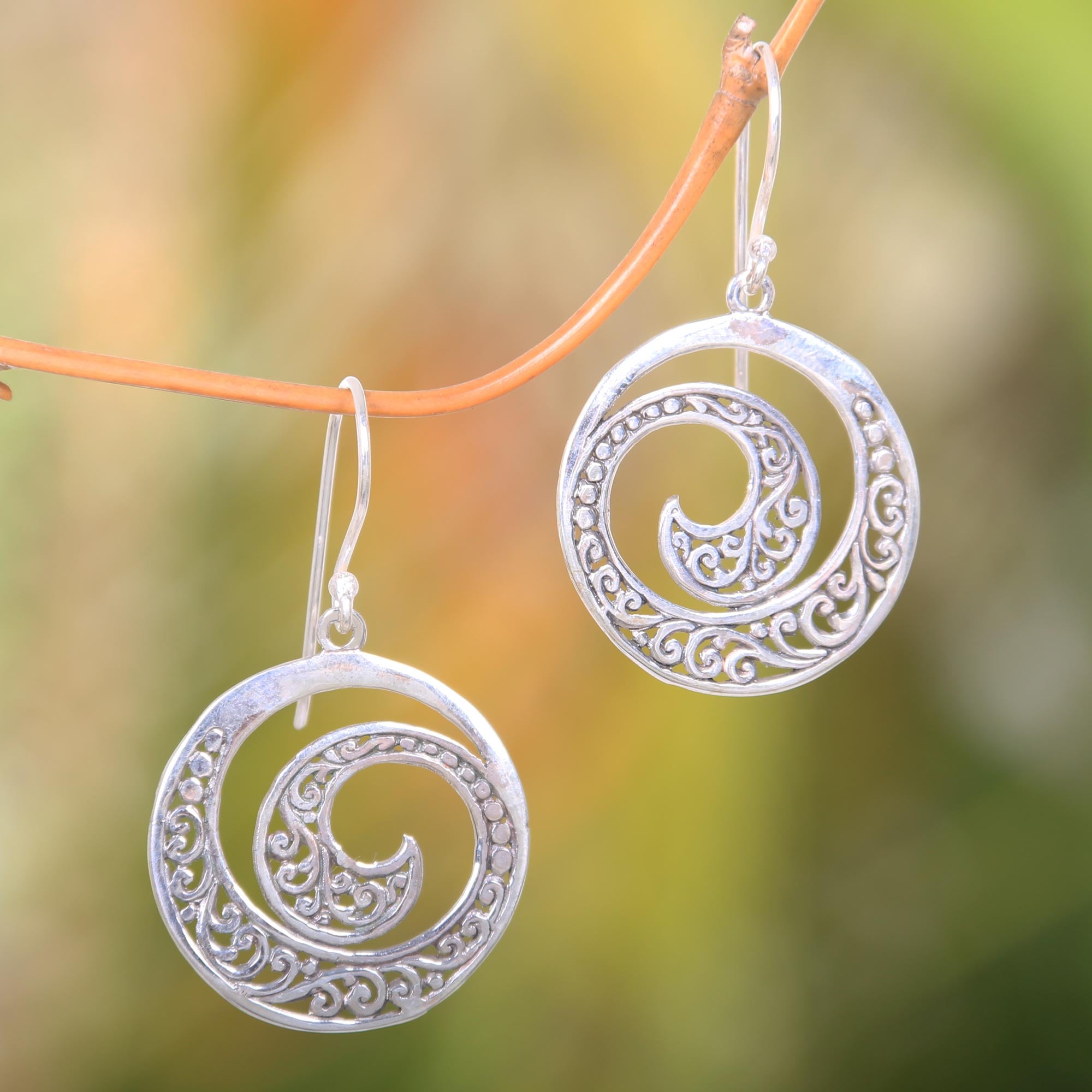 Premium Moonlit Ferns Sterling Silver Dangle Earrings