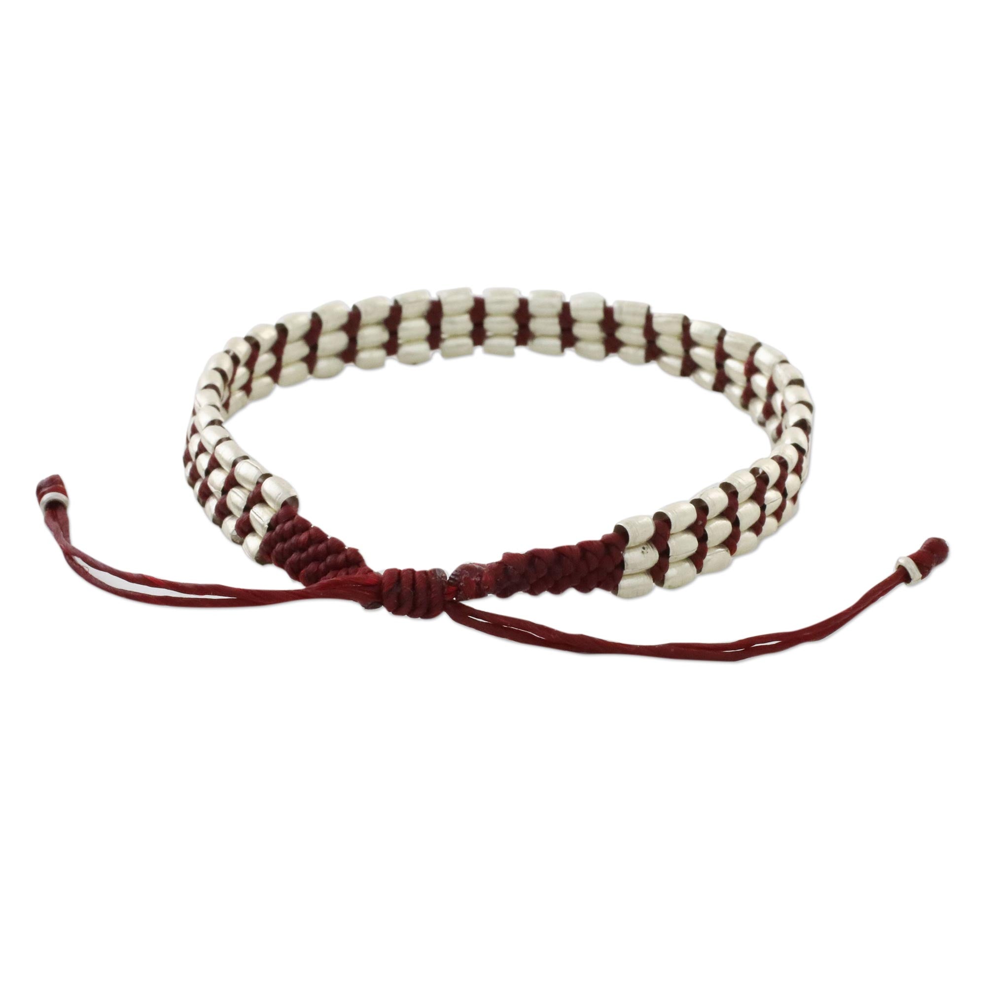 Premium Red Cord & Silver 950 Adjustable Bracelet - Handmade Elegance