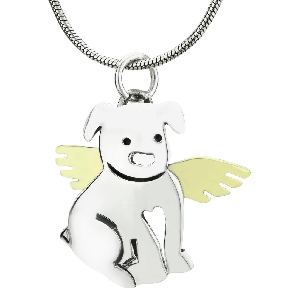 Premium Angel Dog Brass & Sterling Silver Necklace