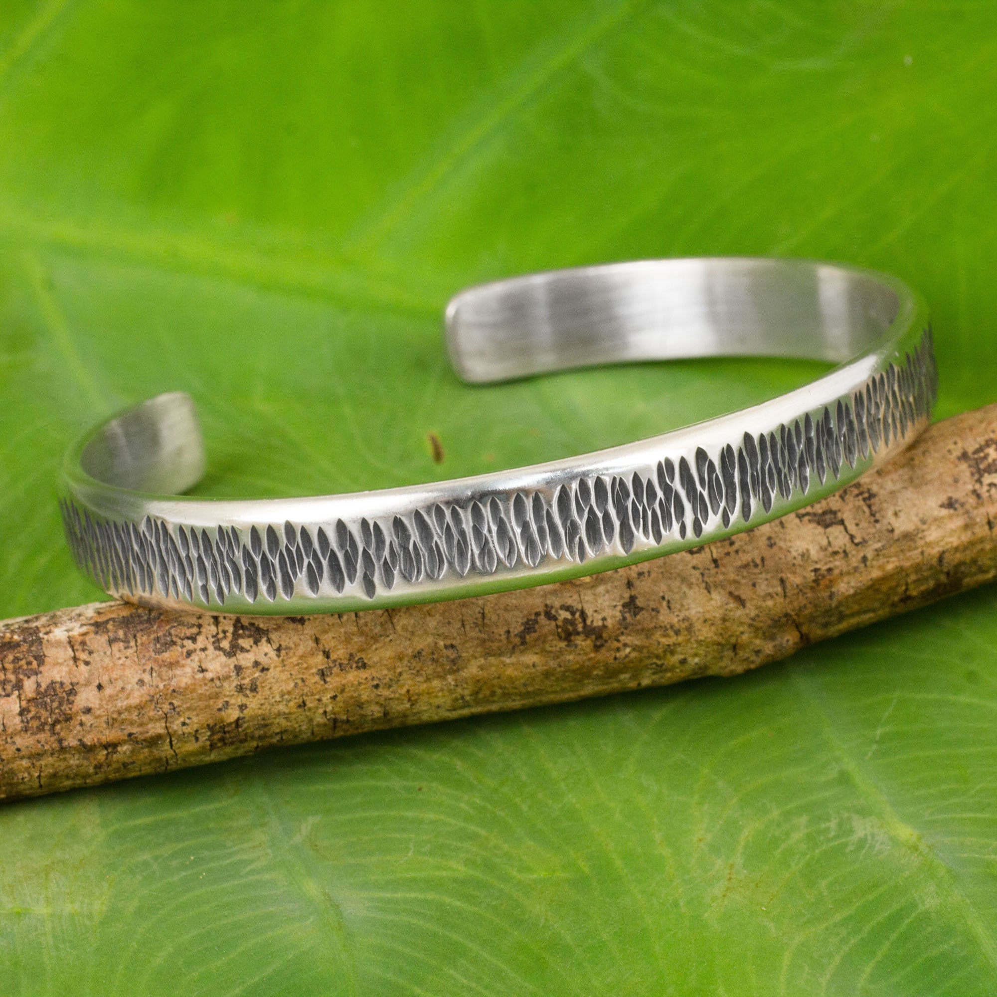 Premium Whispering Rain Sterling Silver Cuff Bracelet - Handcrafted in Thailand