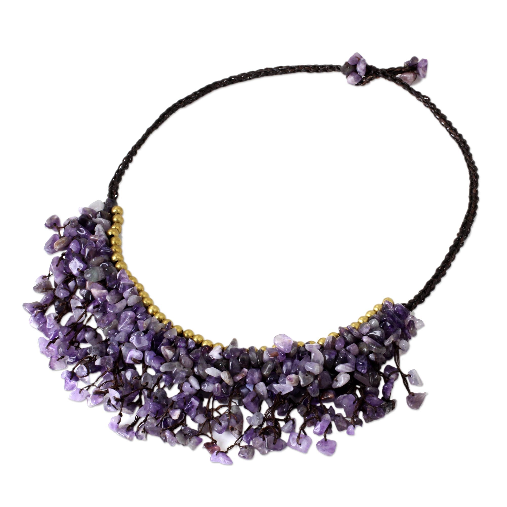 Premium Amethyst & Brass Beaded Statement Necklace