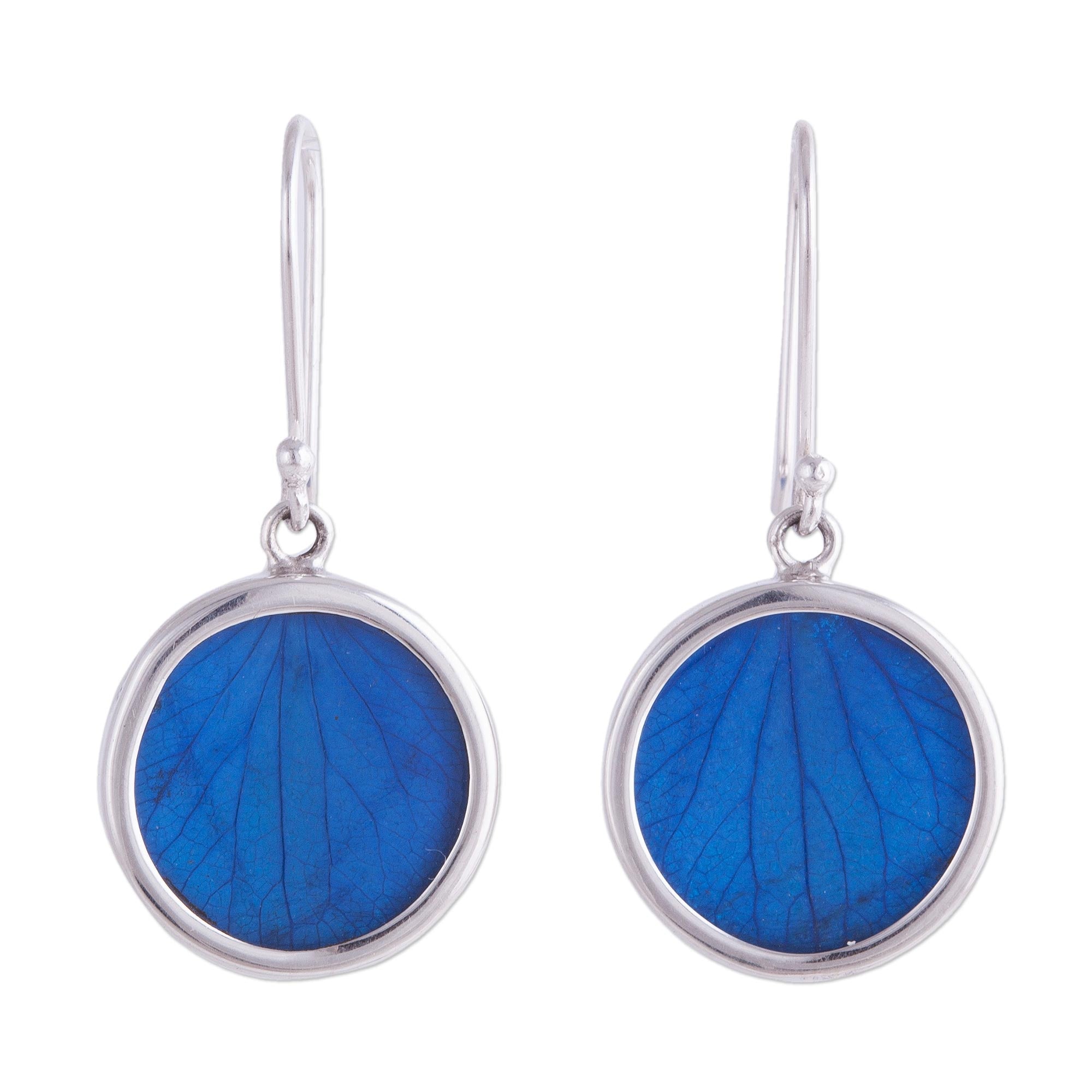 Premium Blue Eden Sterling Silver Leaf Dangle Earrings - Handcrafted in Peru