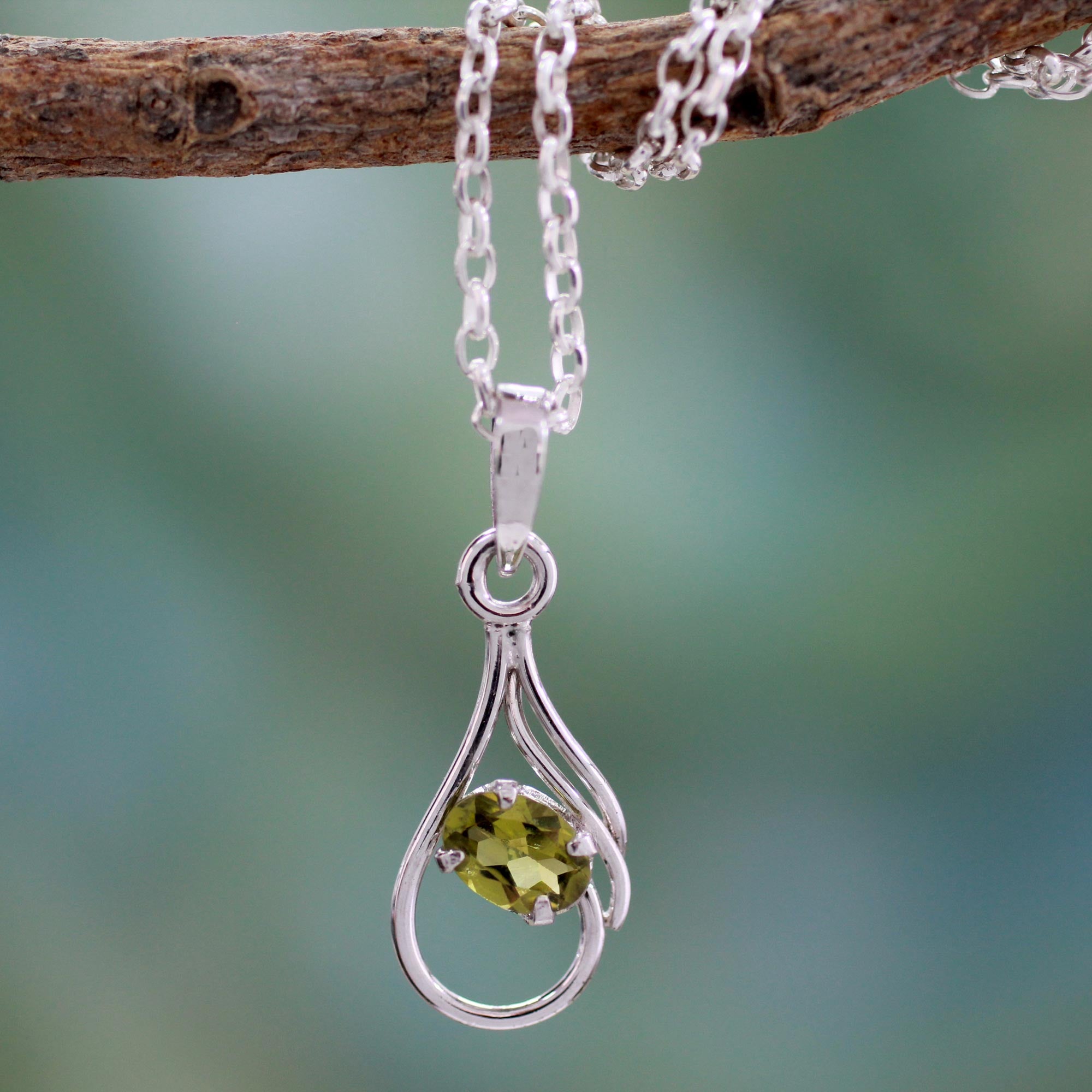 Premium Peridot Pendant Necklace - Sterling Silver & Rhodium Plated