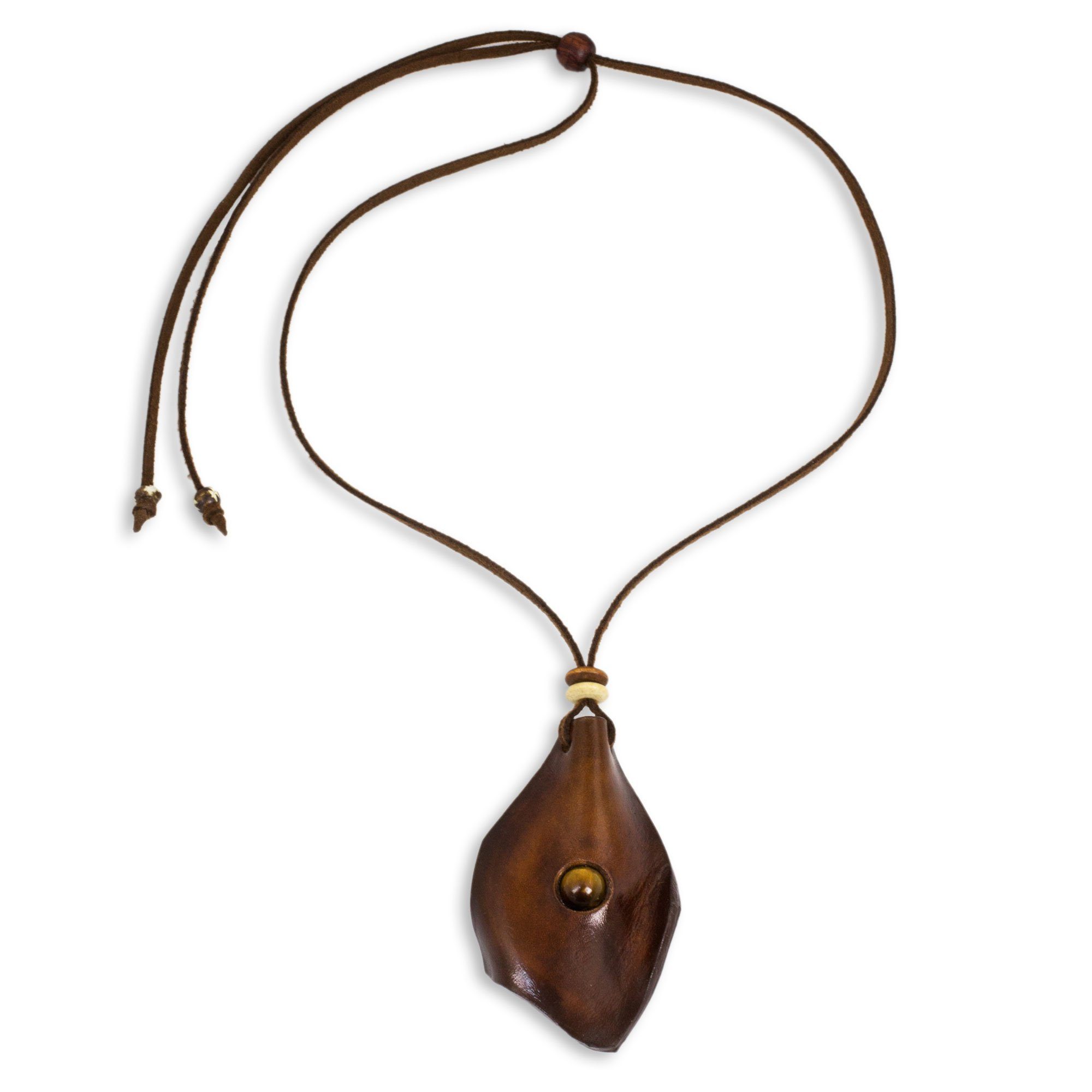 Premium Tiger's Eye & Leather Men's Pendant Necklace - Handcrafted Elegance