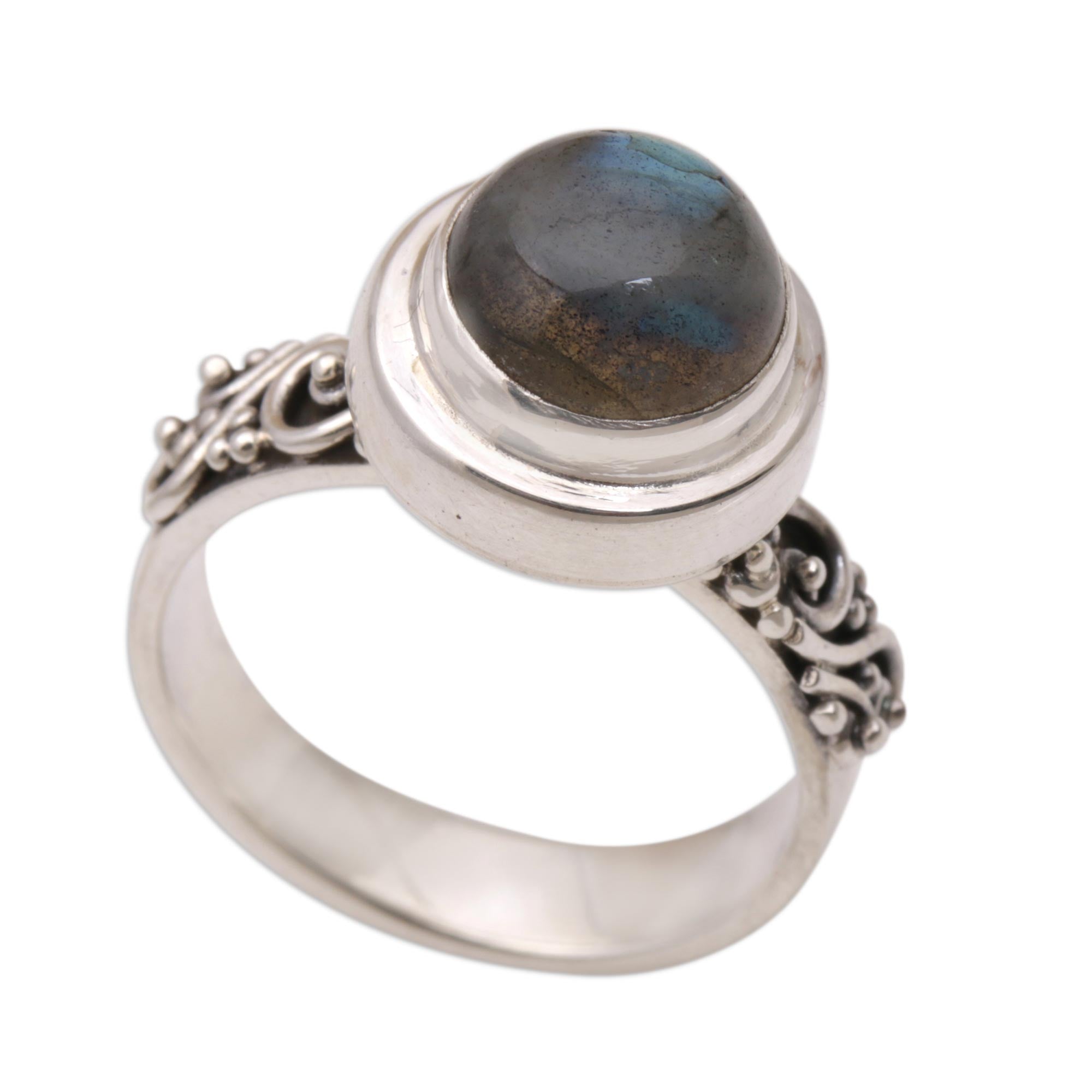 Premium Labradorite Silver Ring - Handcrafted Elegance