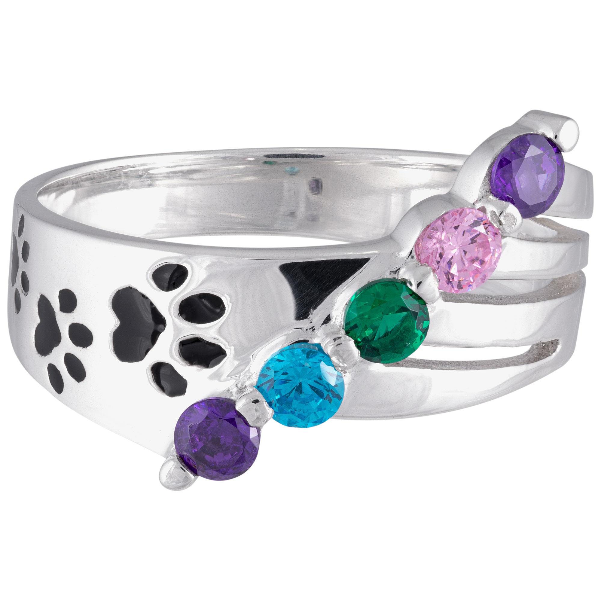 Premium Rainbow Bridge Memorial Ring - Sterling Silver & Crystals