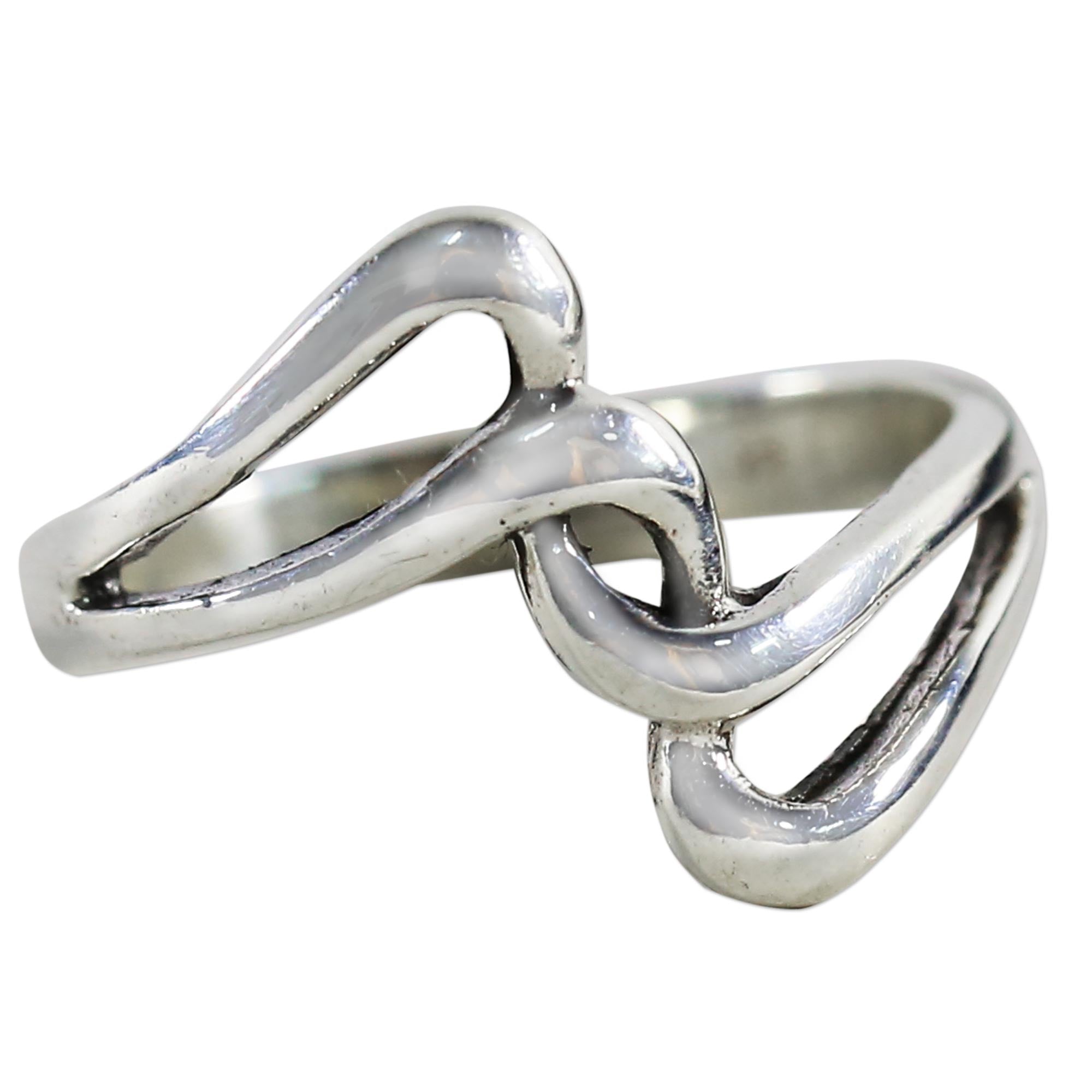 Premium Melody Sterling Silver Band Ring - Elegant Swirl Design from Thailand