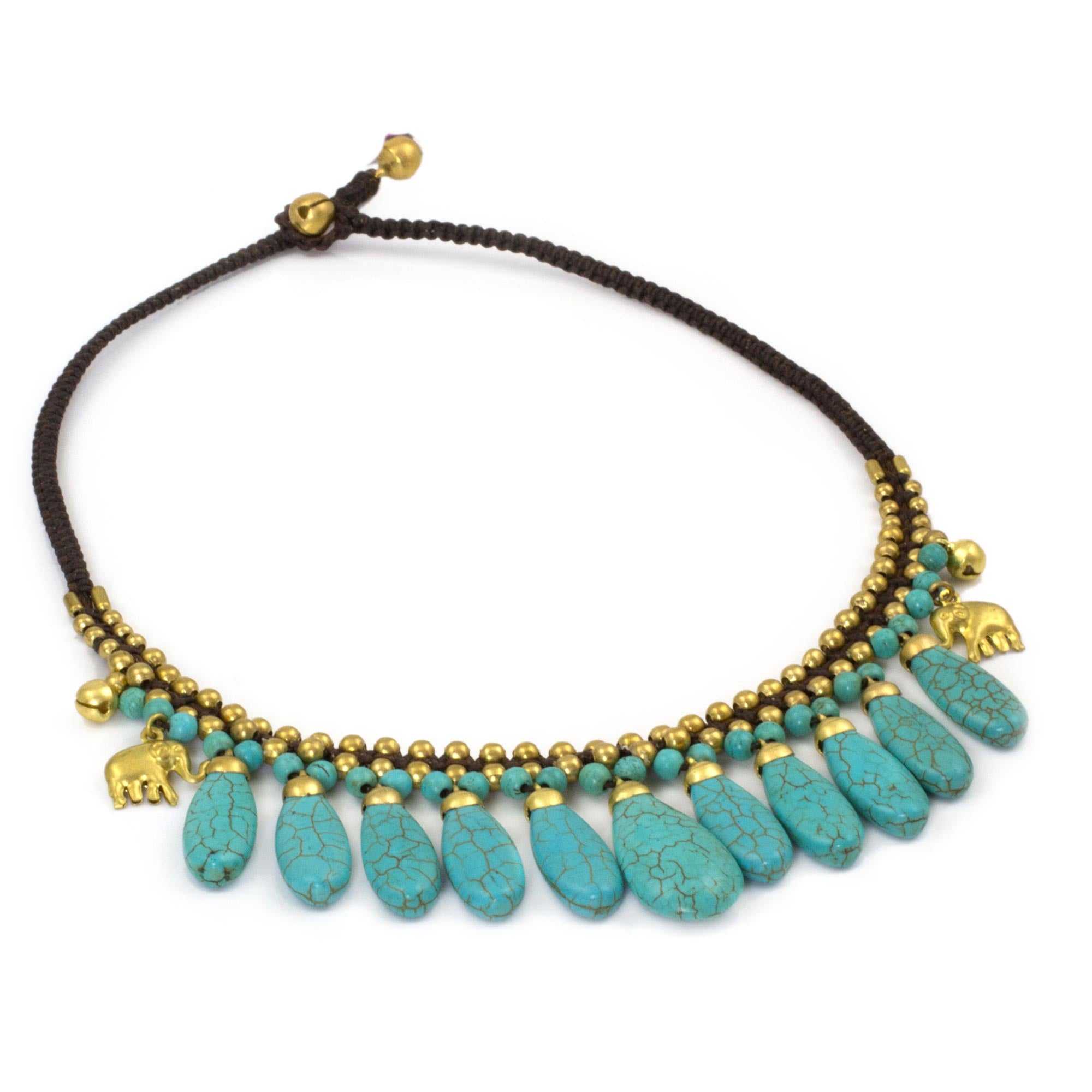 Premium Turquoise Elephant Beaded Necklace - Siam Legacy Collection