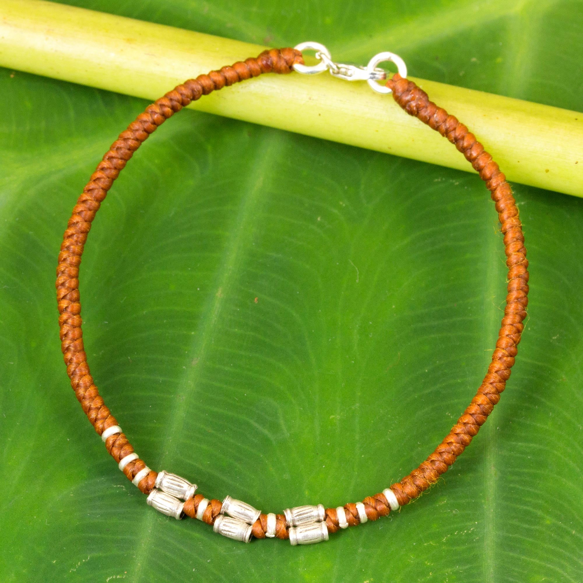 Premium Bamboo Sterling Silver Bracelet - Handcrafted Thai Artisan Jewelry