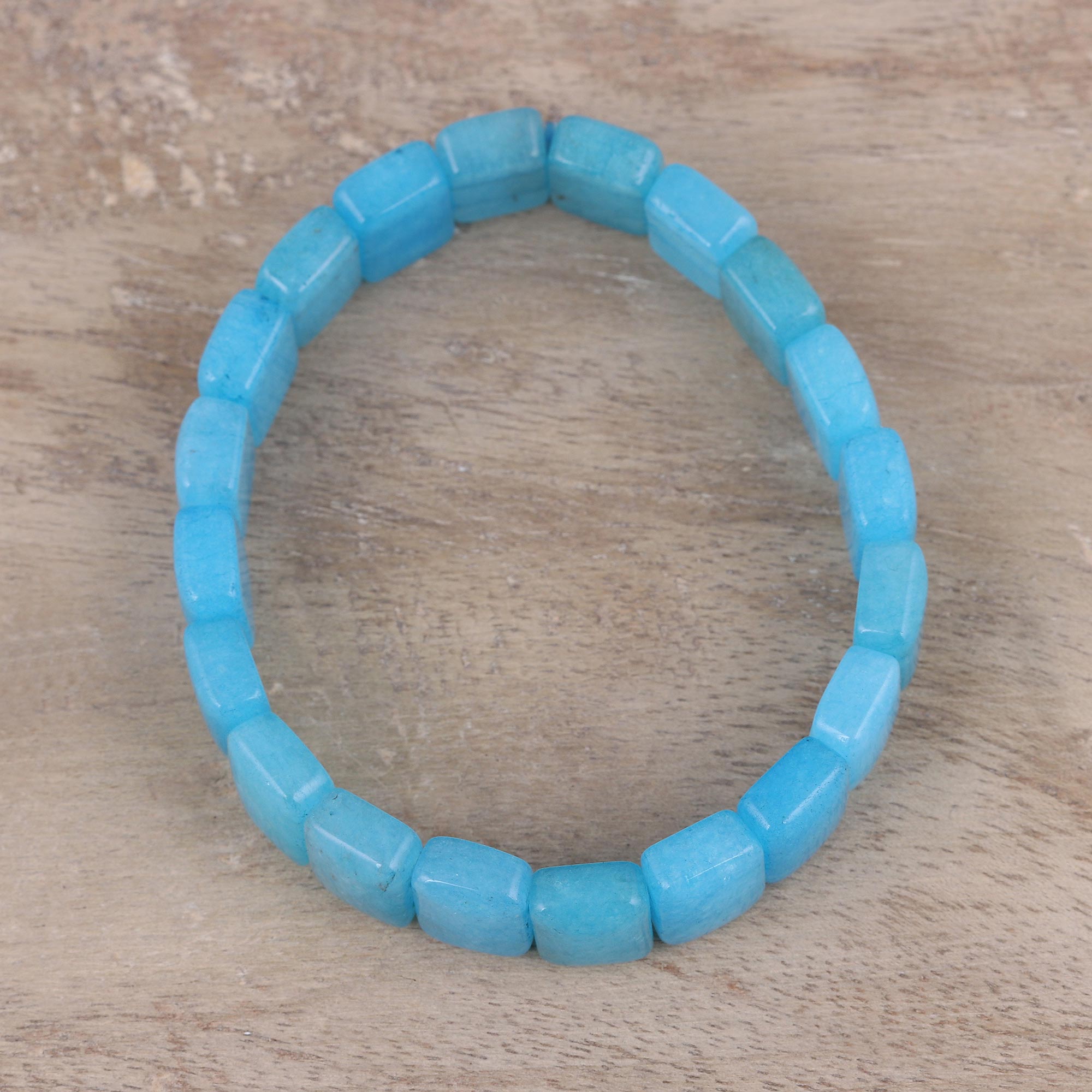 Premium Frozen Sea Blue Agate Stretch Bracelet - Handcrafted Elegance