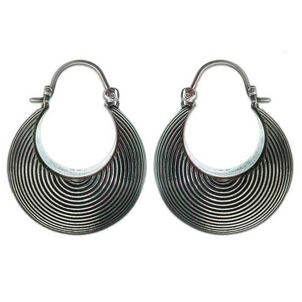 Premium Hypnotic Moon Hoop Earrings - Modern Sterling Silver Design