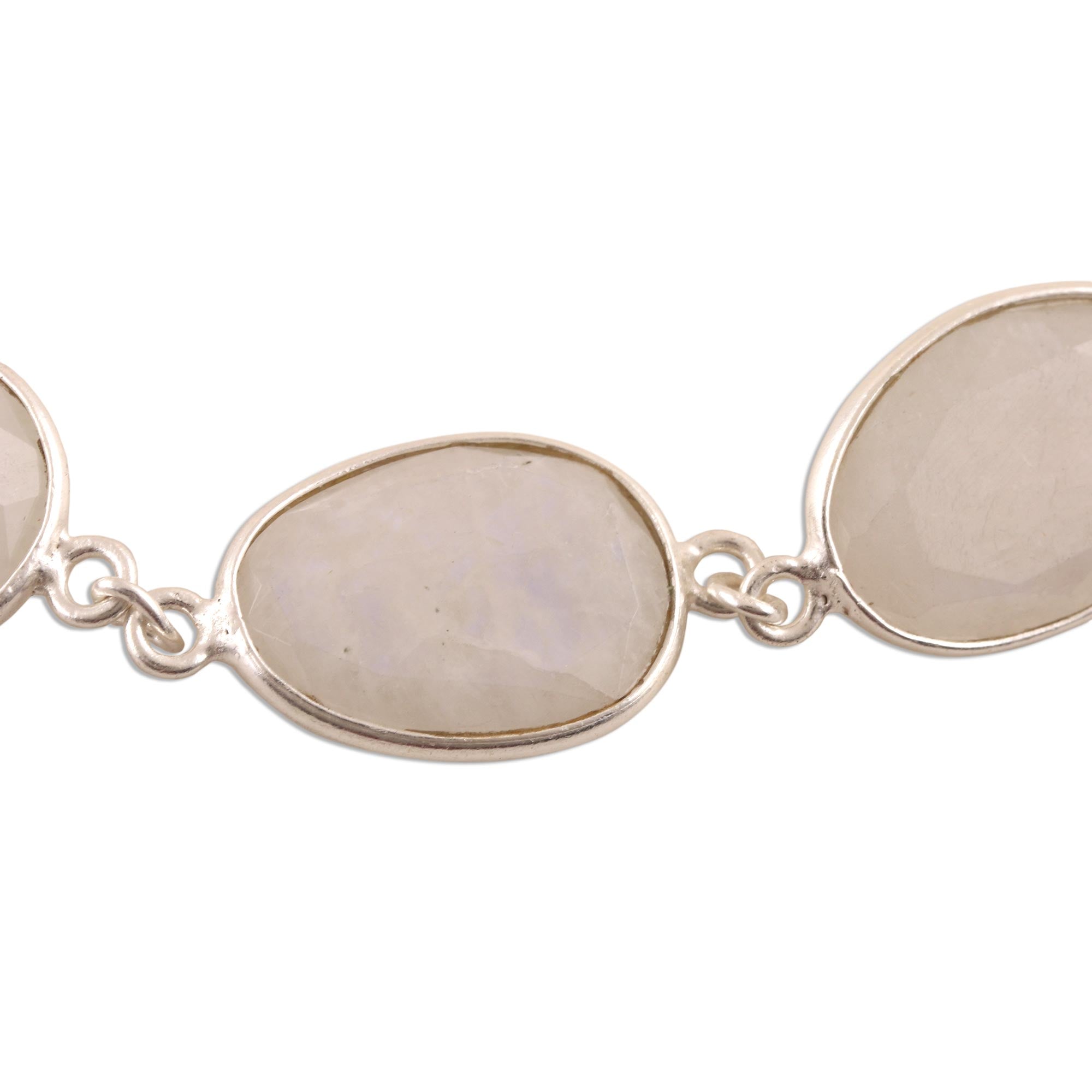 Premium Rainbow Glisten 18-Carat Moonstone Bracelet - Handcrafted in India