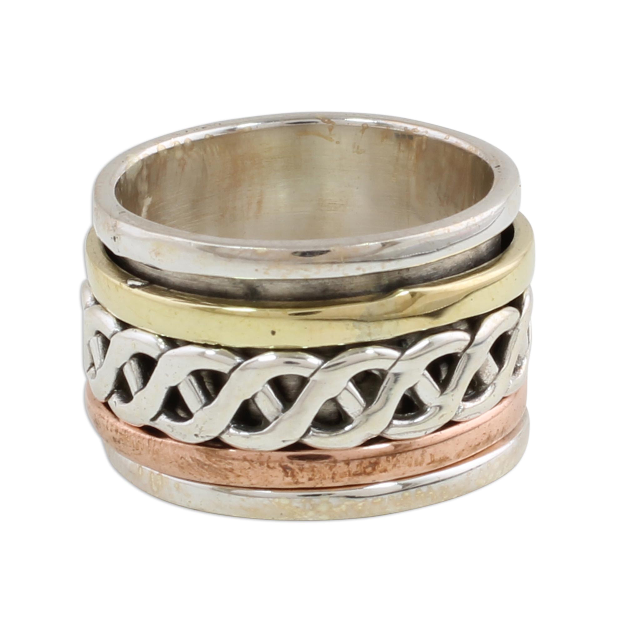 Premium Spinning Braid Metal Meditation Ring for Ultimate Relaxation