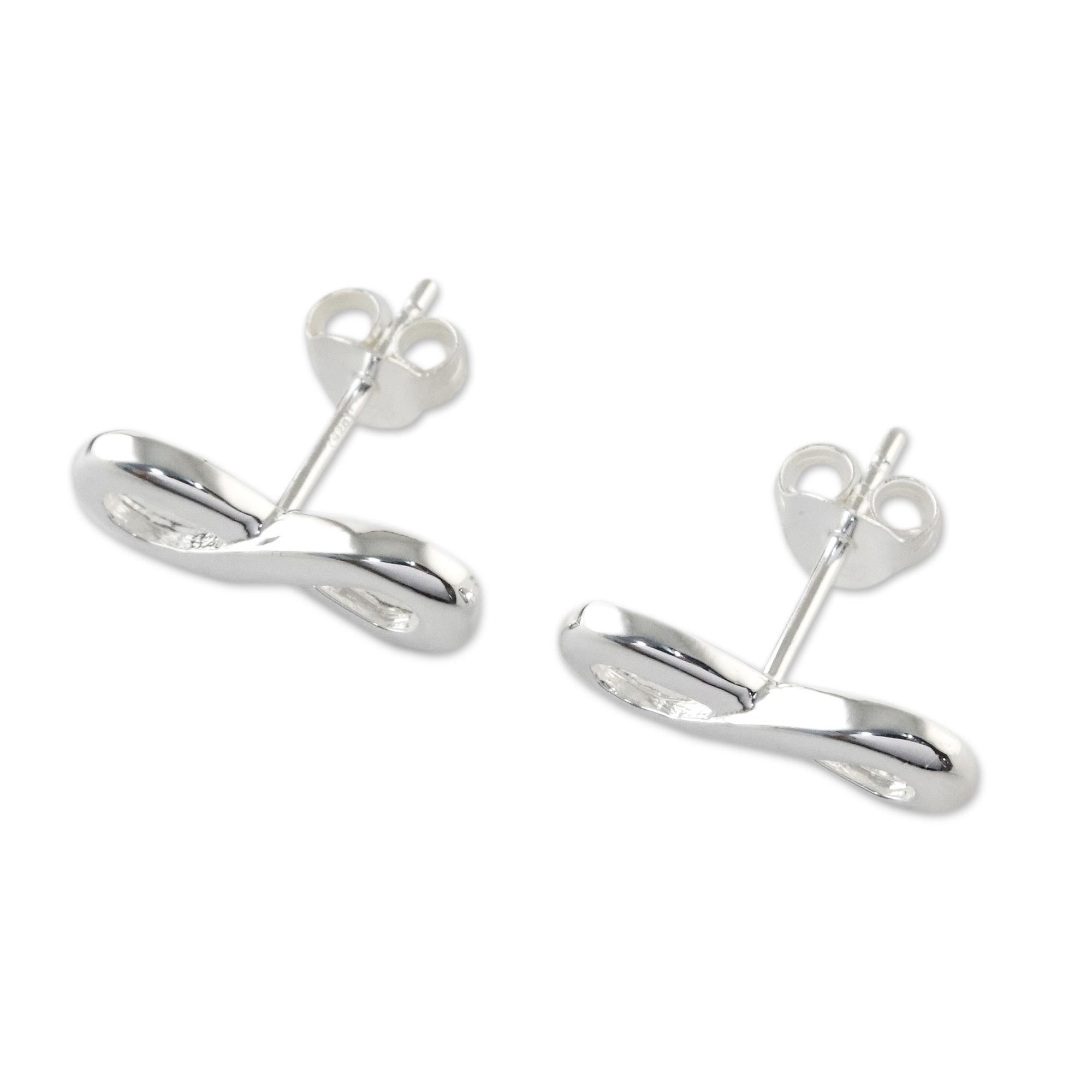 Premium Infinity Symbol Sterling Silver Earrings - Handcrafted in Thailand