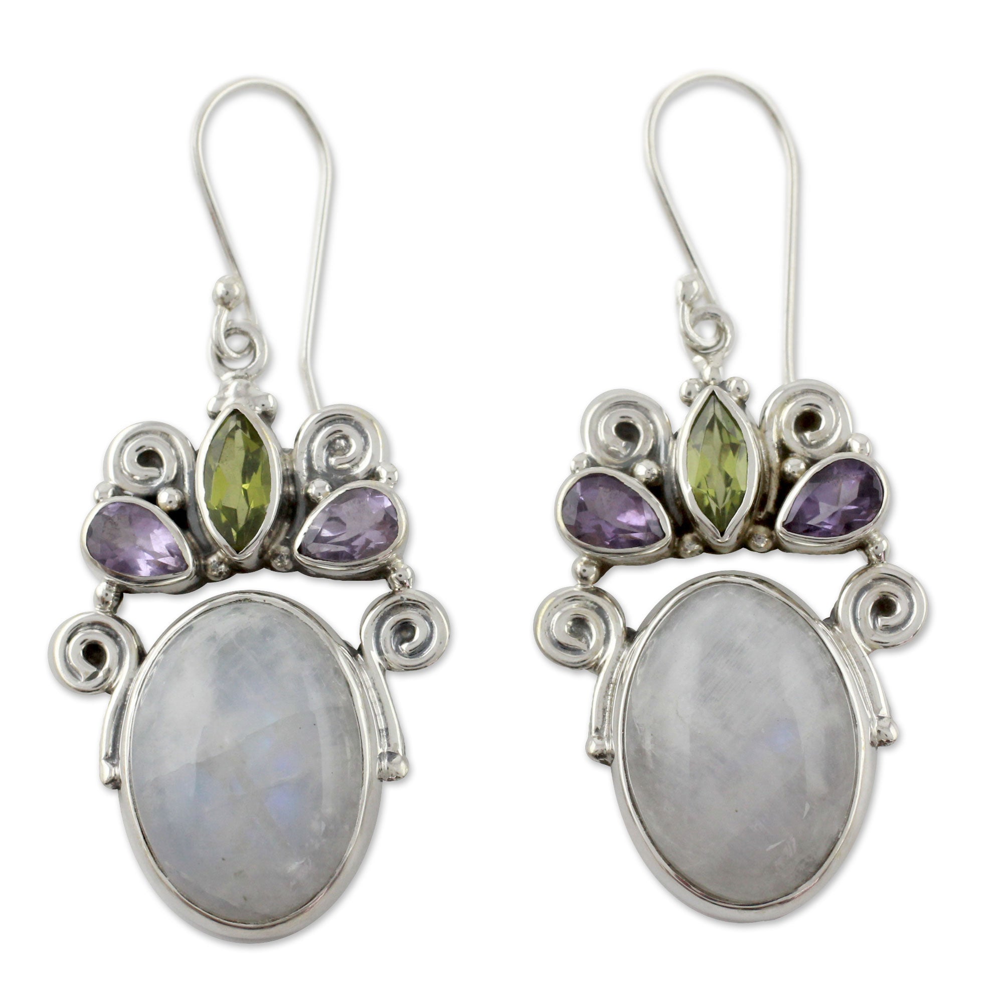 Premium Aura Multi-Gem Hook Earrings - Ultimate Elegance